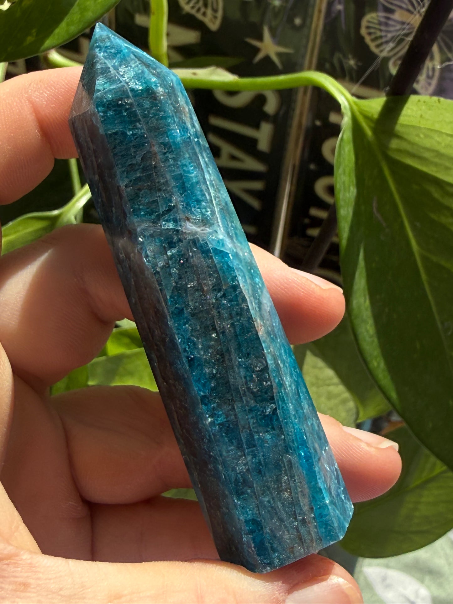 Blue Apatite Tower 2.8 oz – Polished Crystal Point for Motivation, Clarity & Manifestation