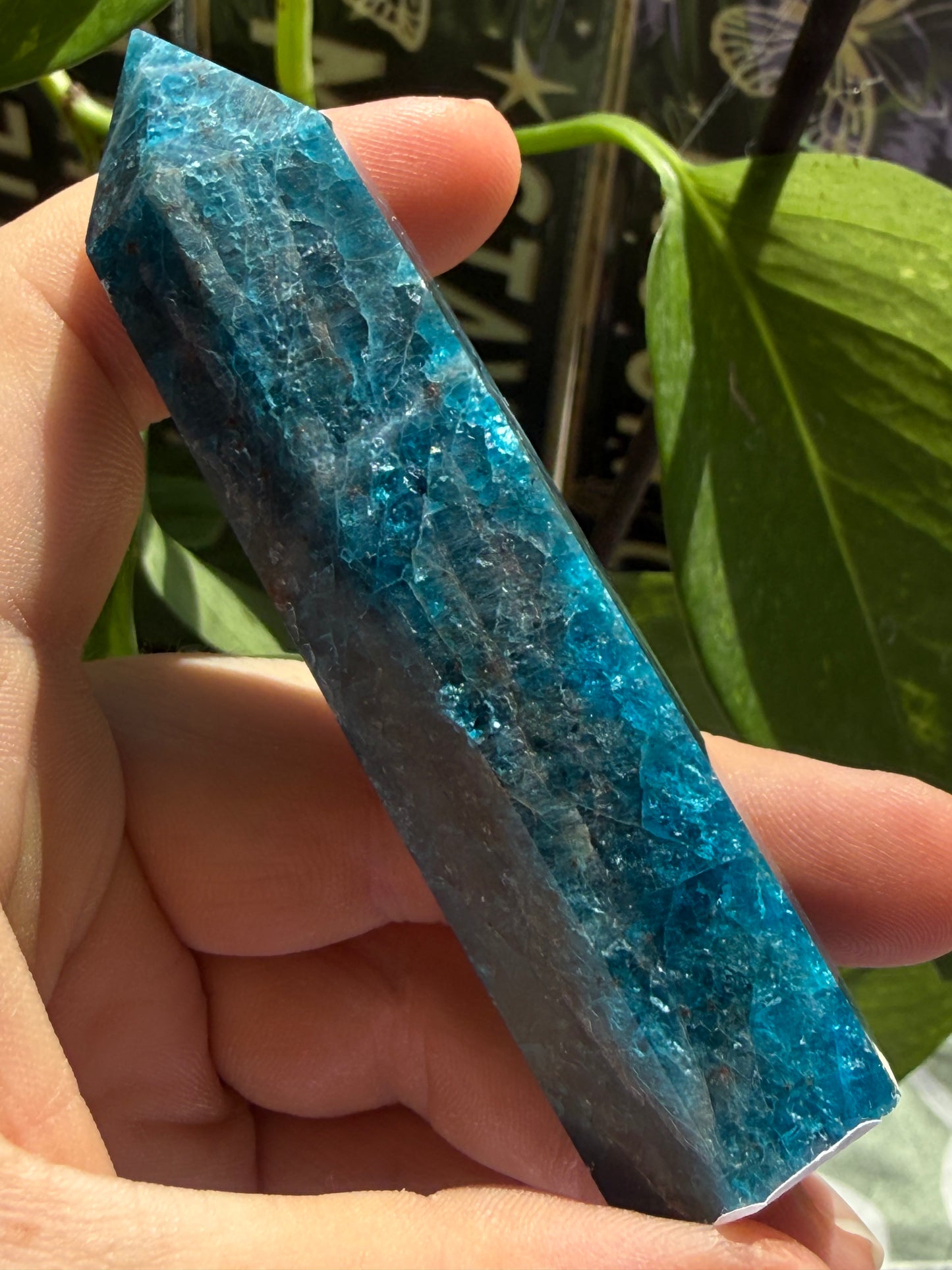 Blue Apatite Tower 2.8 oz – Polished Crystal Point for Motivation, Clarity & Manifestation