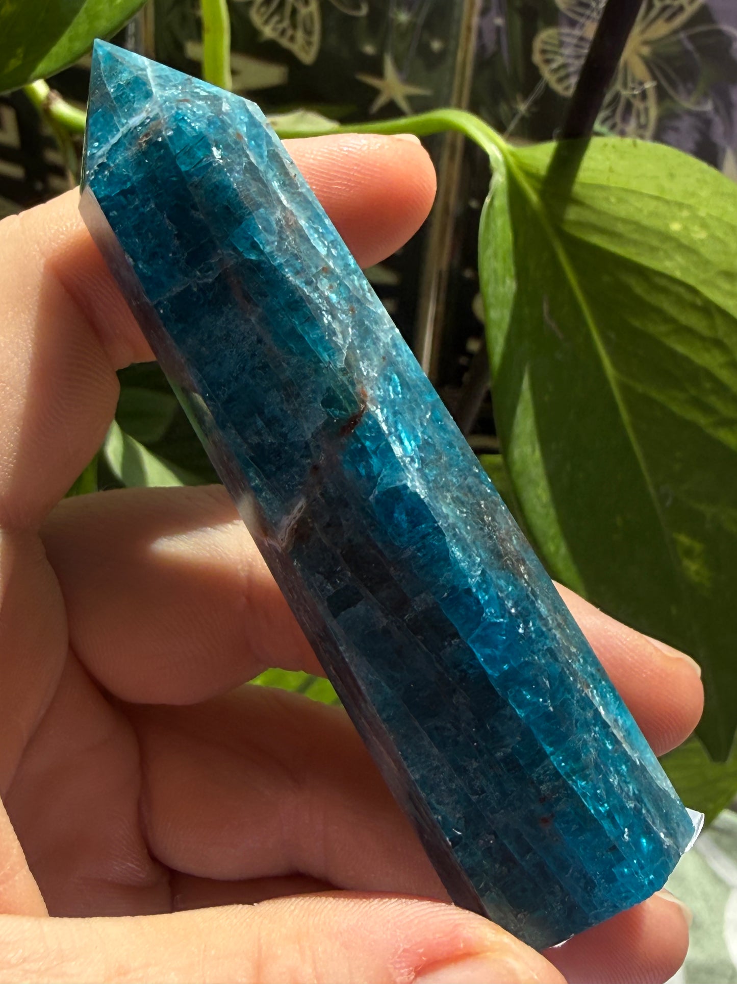 Blue Apatite Tower 2.8 oz – Polished Crystal Point for Motivation, Clarity & Manifestation
