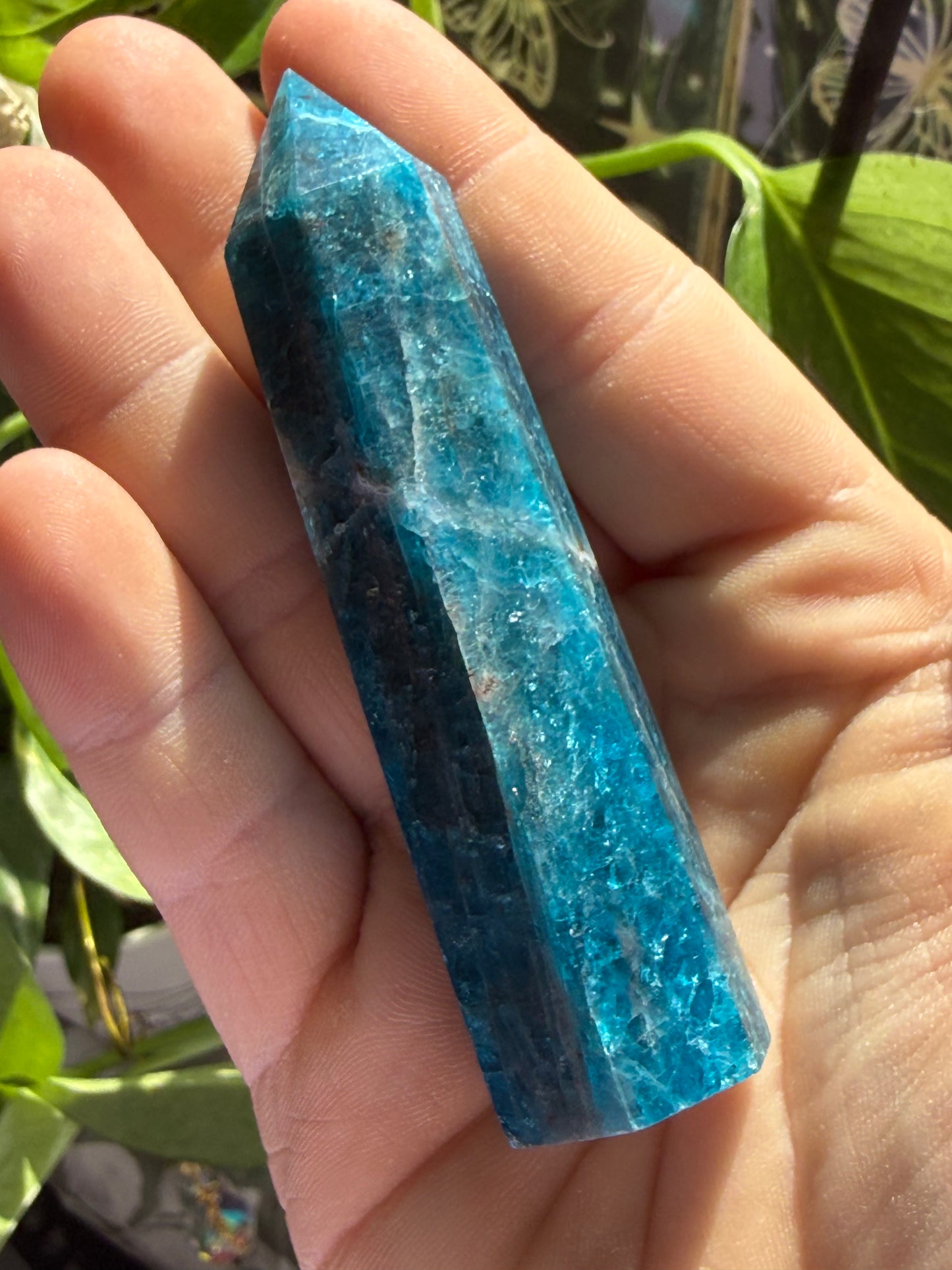 Blue Apatite Tower 2.8 oz – Polished Crystal Point for Motivation, Clarity & Manifestation