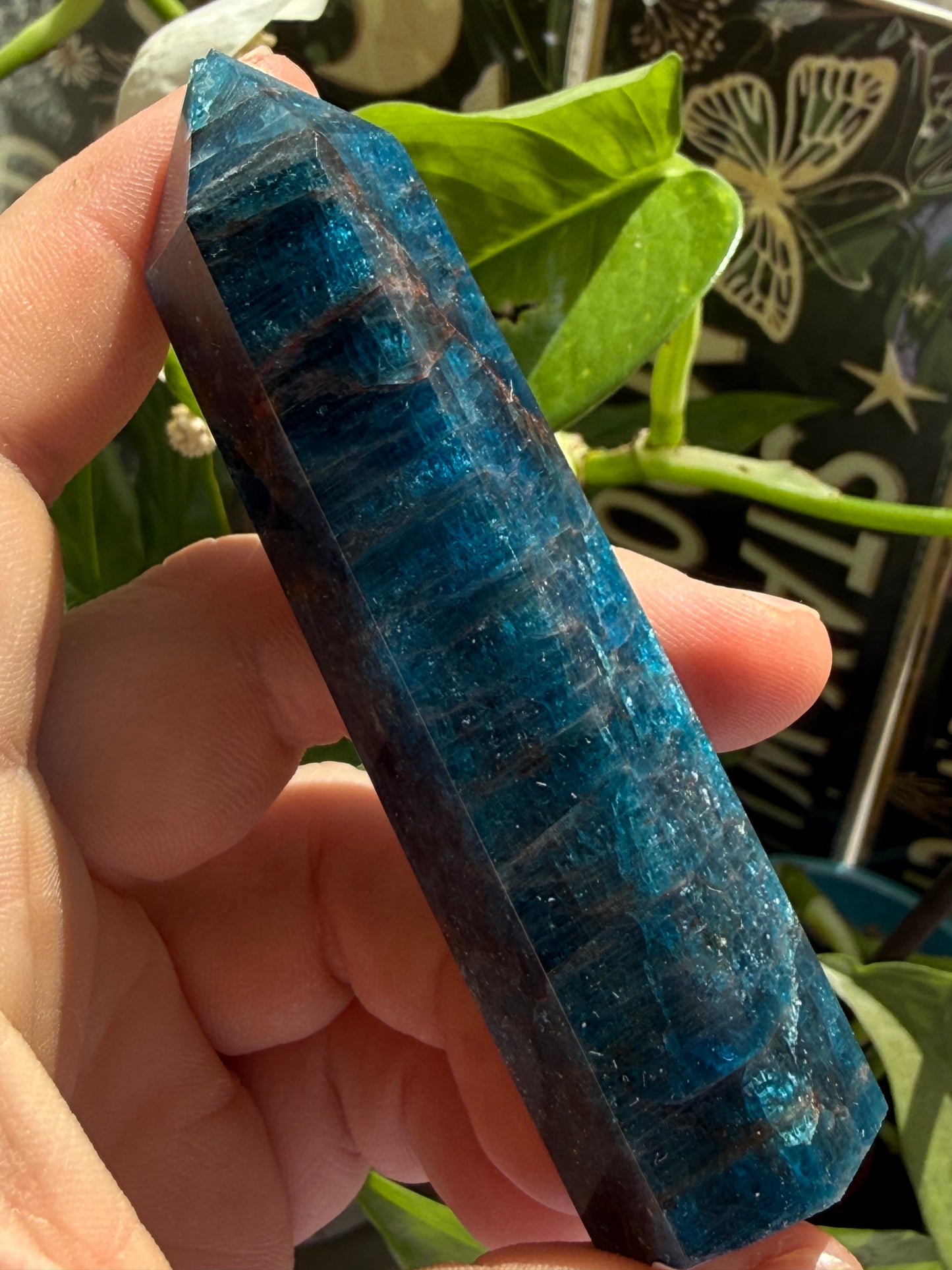 Blue Apatite Tower 3.2 oz – Polished Crystal Point for Motivation, Clarity & Manifestation