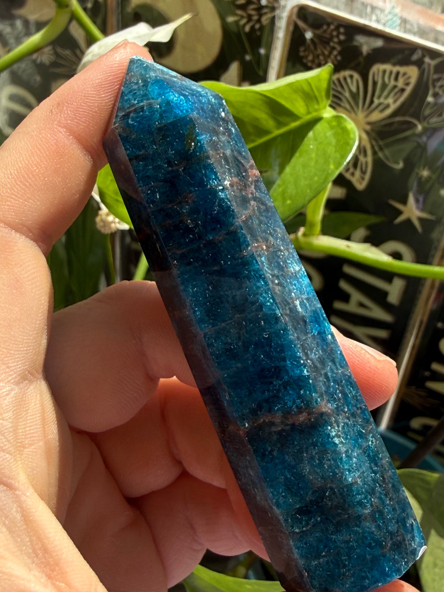 Blue Apatite Tower 3.2 oz – Polished Crystal Point for Motivation, Clarity & Manifestation