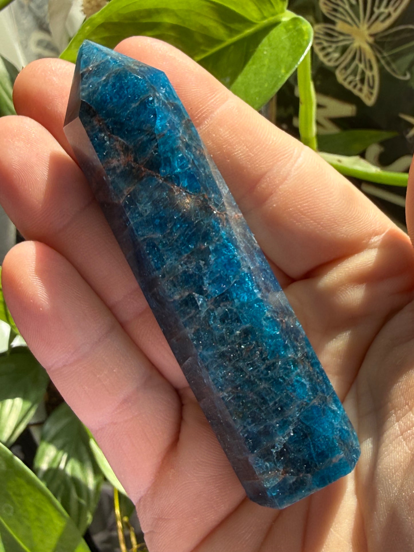 Blue Apatite Tower 3.2 oz – Polished Crystal Point for Motivation, Clarity & Manifestation
