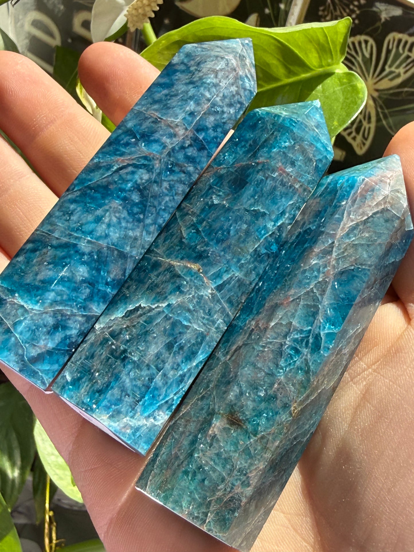 Blue Apatite Tower 3.4 oz – Polished Crystal Point for Motivation, Clarity & Manifestation