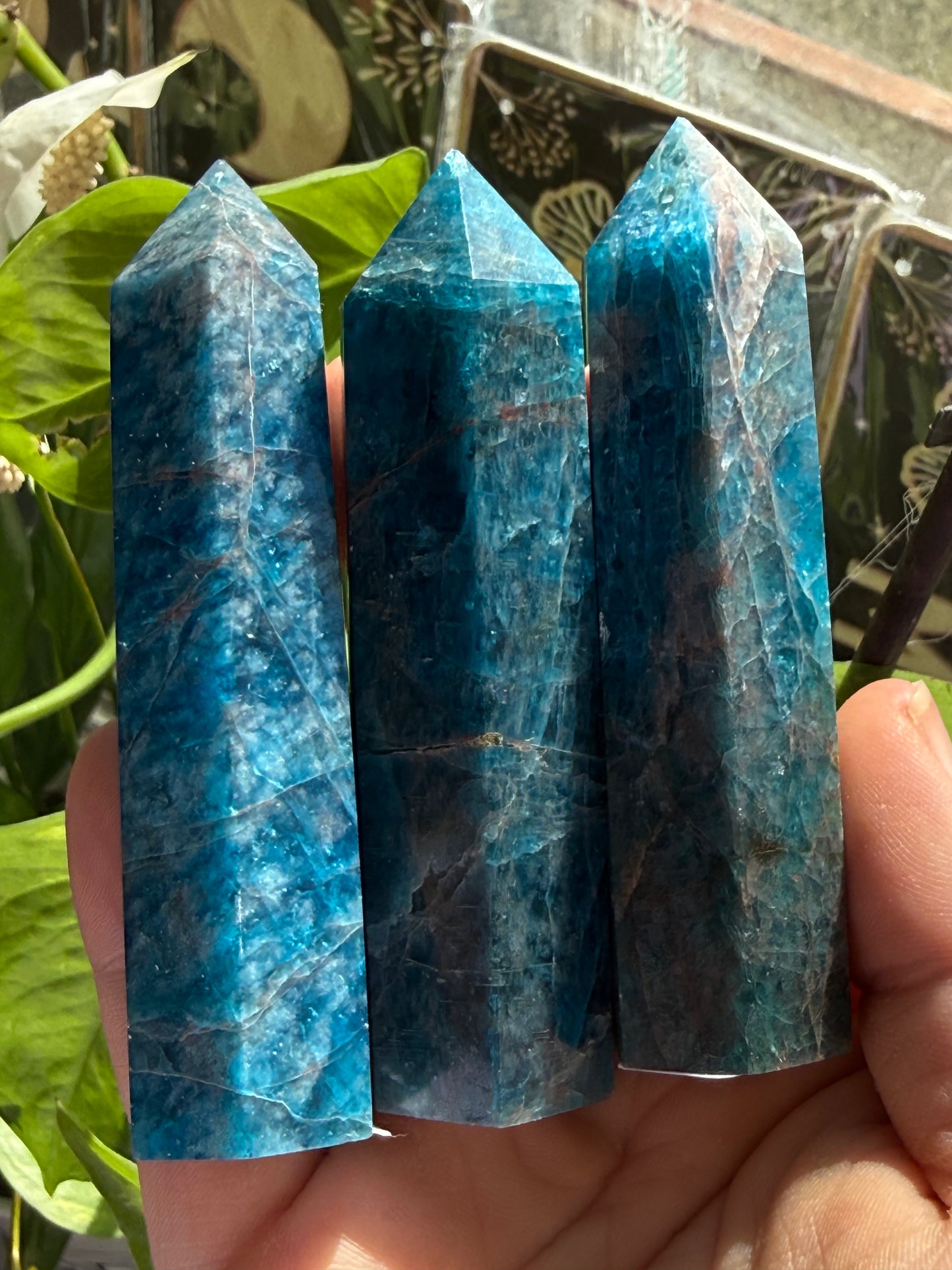 Blue Apatite Tower 3.4 oz – Polished Crystal Point for Motivation, Clarity & Manifestation
