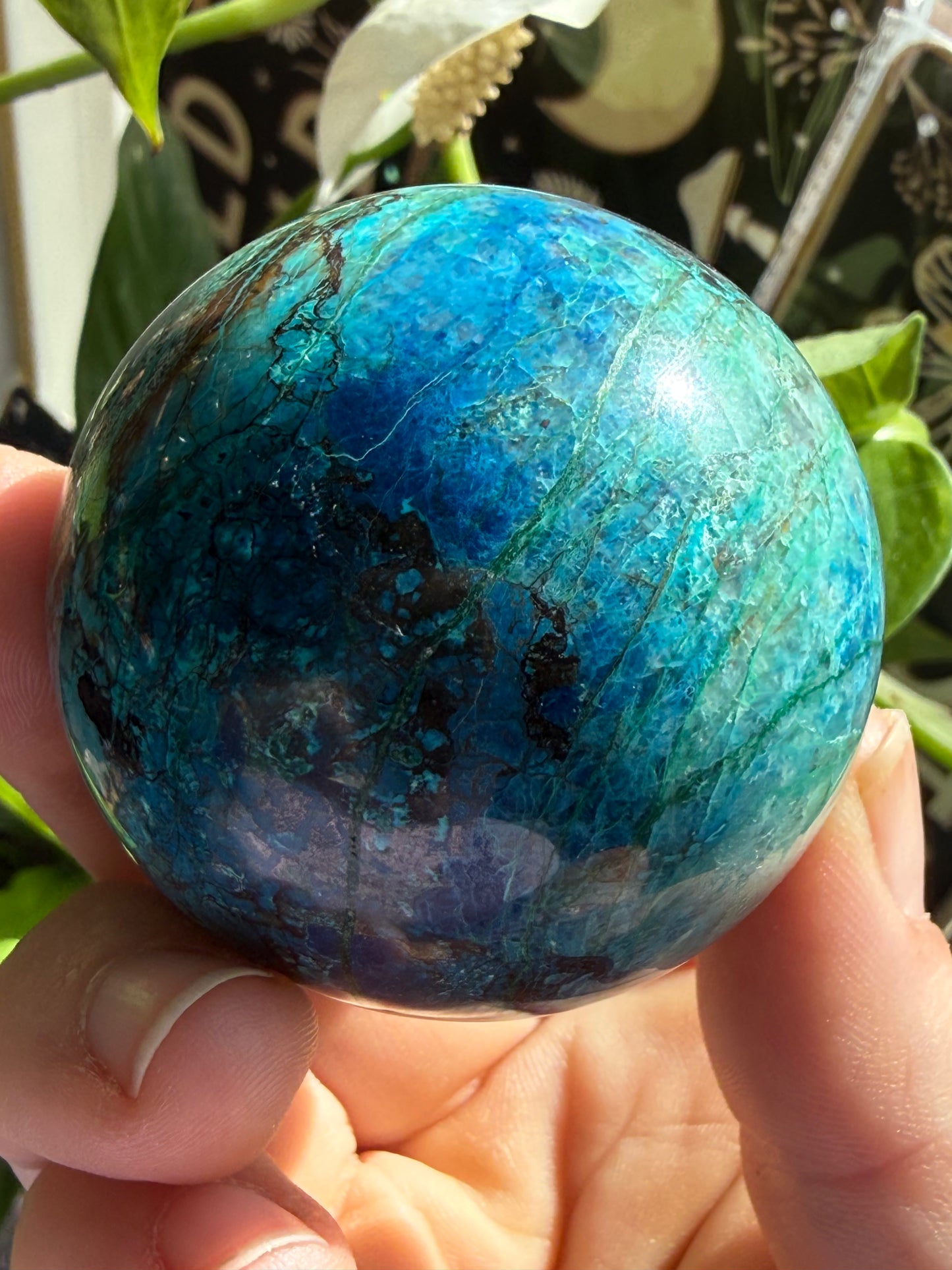 Turquoise & Hematite Crystal Sphere 7.1–8 oz – Grounding, Protection & Natural Balance