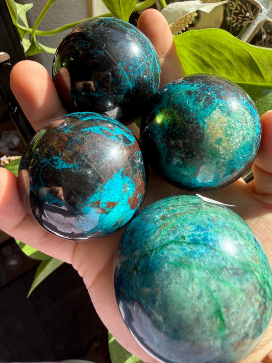 Turquoise & Hematite Crystal Sphere 7.1–8 oz – Grounding, Protection & Natural Balance