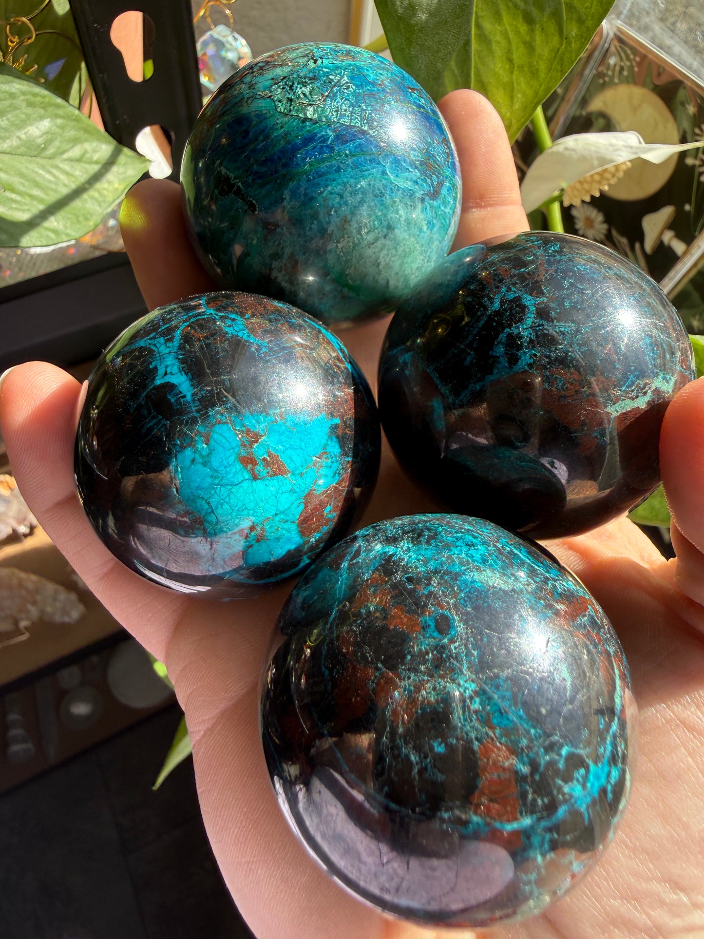 Turquoise & Hematite Crystal Sphere 7.1–8 oz – Grounding, Protection & Natural Balance