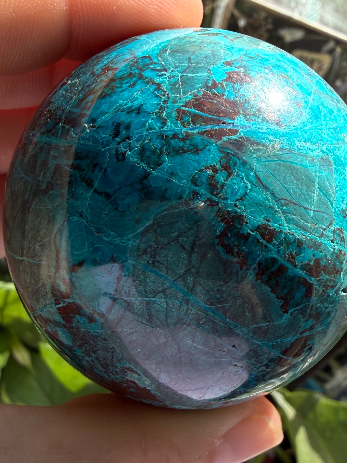 Turquoise & Hematite Crystal Sphere 8.1–9 oz | Grounding, Protection & Natural Balance