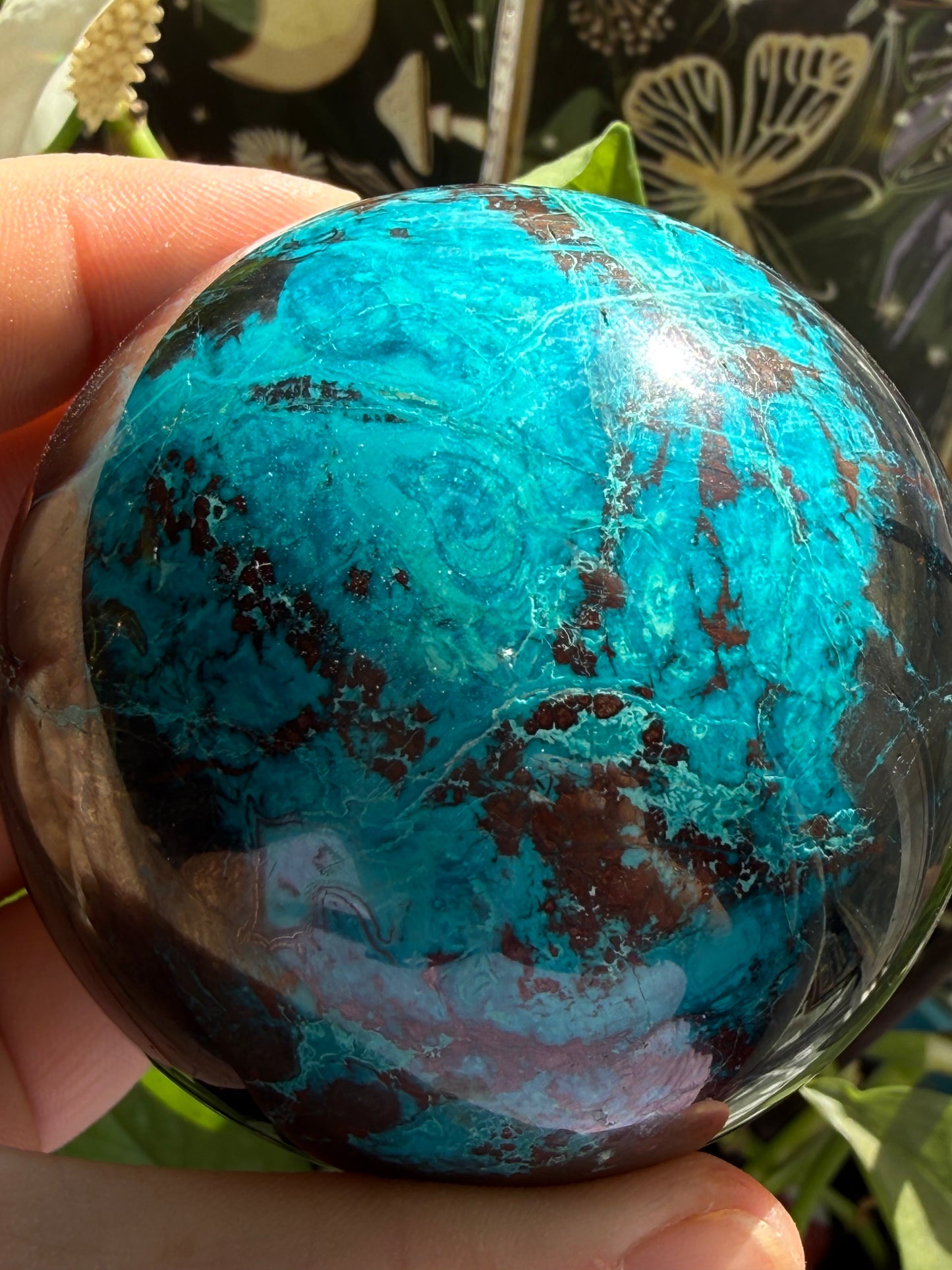 Turquoise & Hematite Crystal Sphere – 1 lb 11 oz Polished Gemstone | Grounding, Protection & Energy Balance