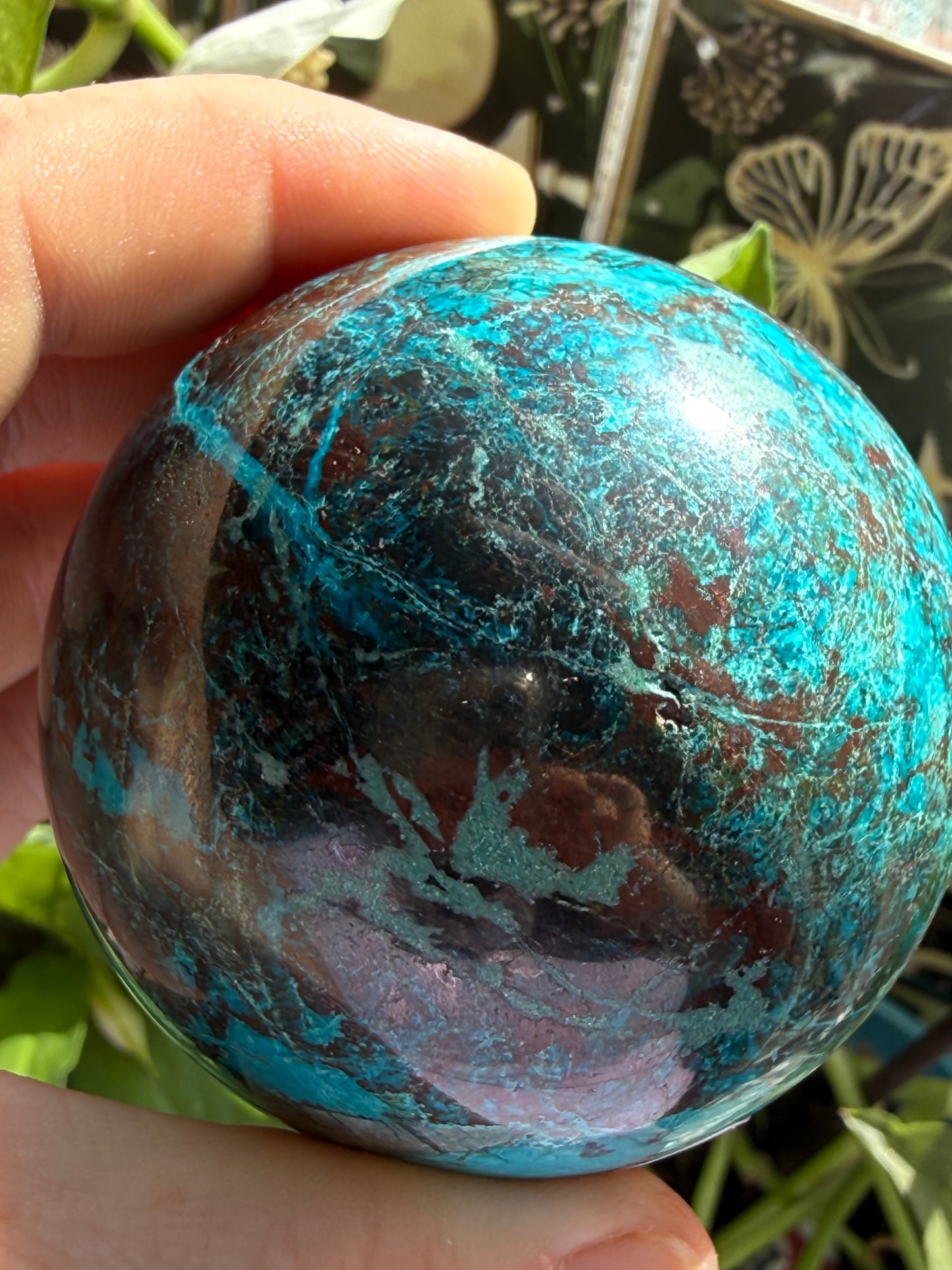 Turquoise & Hematite Crystal Sphere 13.8 oz | Grounding, Protection & Natural Balance