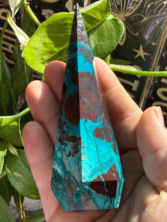 Turquoise & Hematite Crystal Tower 5.4oz – Grounding, Protection & Natural Balance