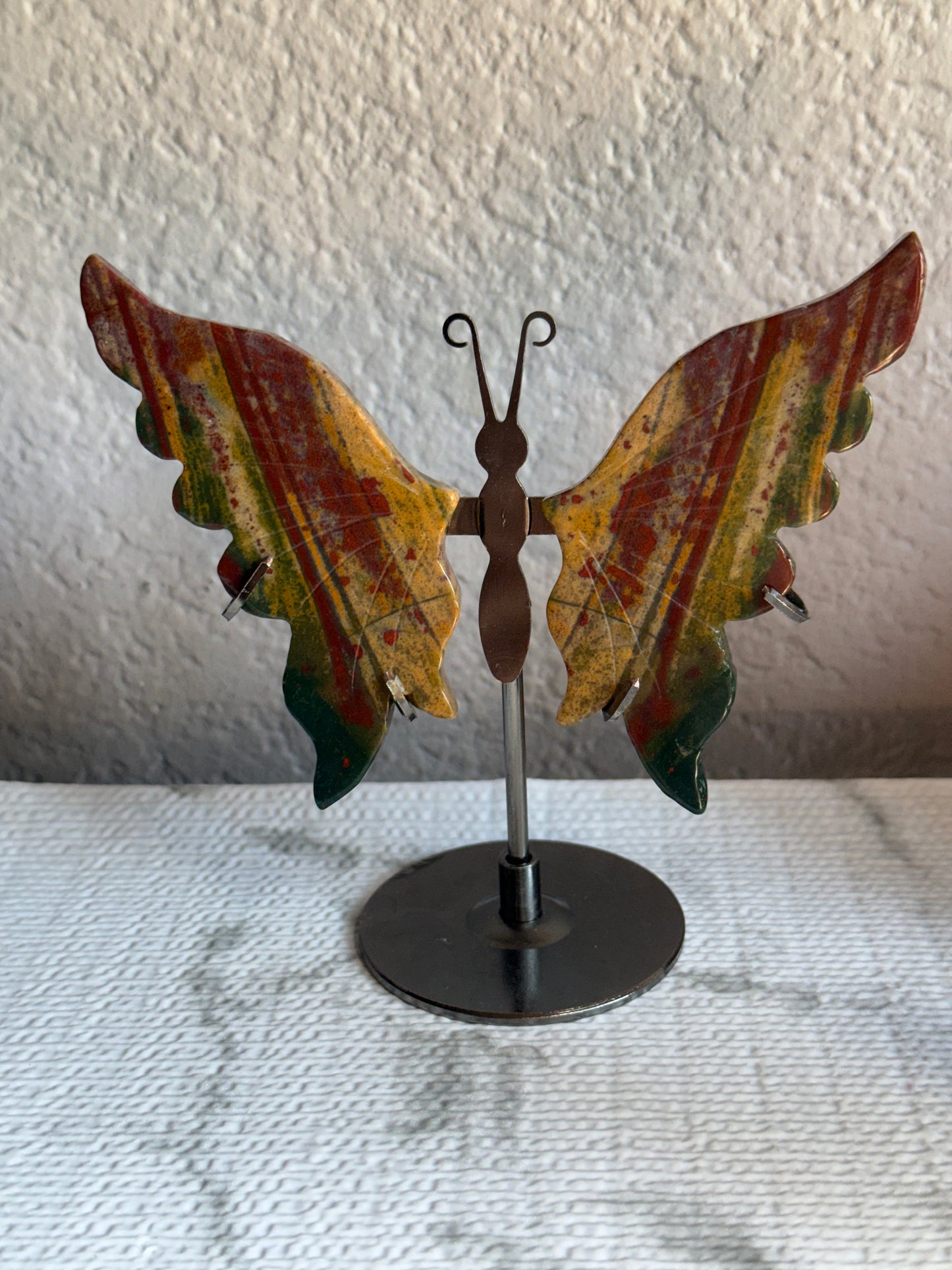 Ocean Jasper Butterfly on Stand — Renewal and Joy • Rare Madagascar Treasure