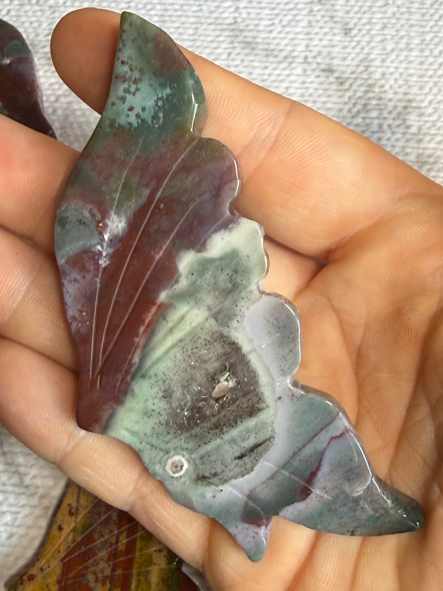 Ocean Jasper Butterfly on Stand — Renewal and Joy • Rare Madagascar Treasure