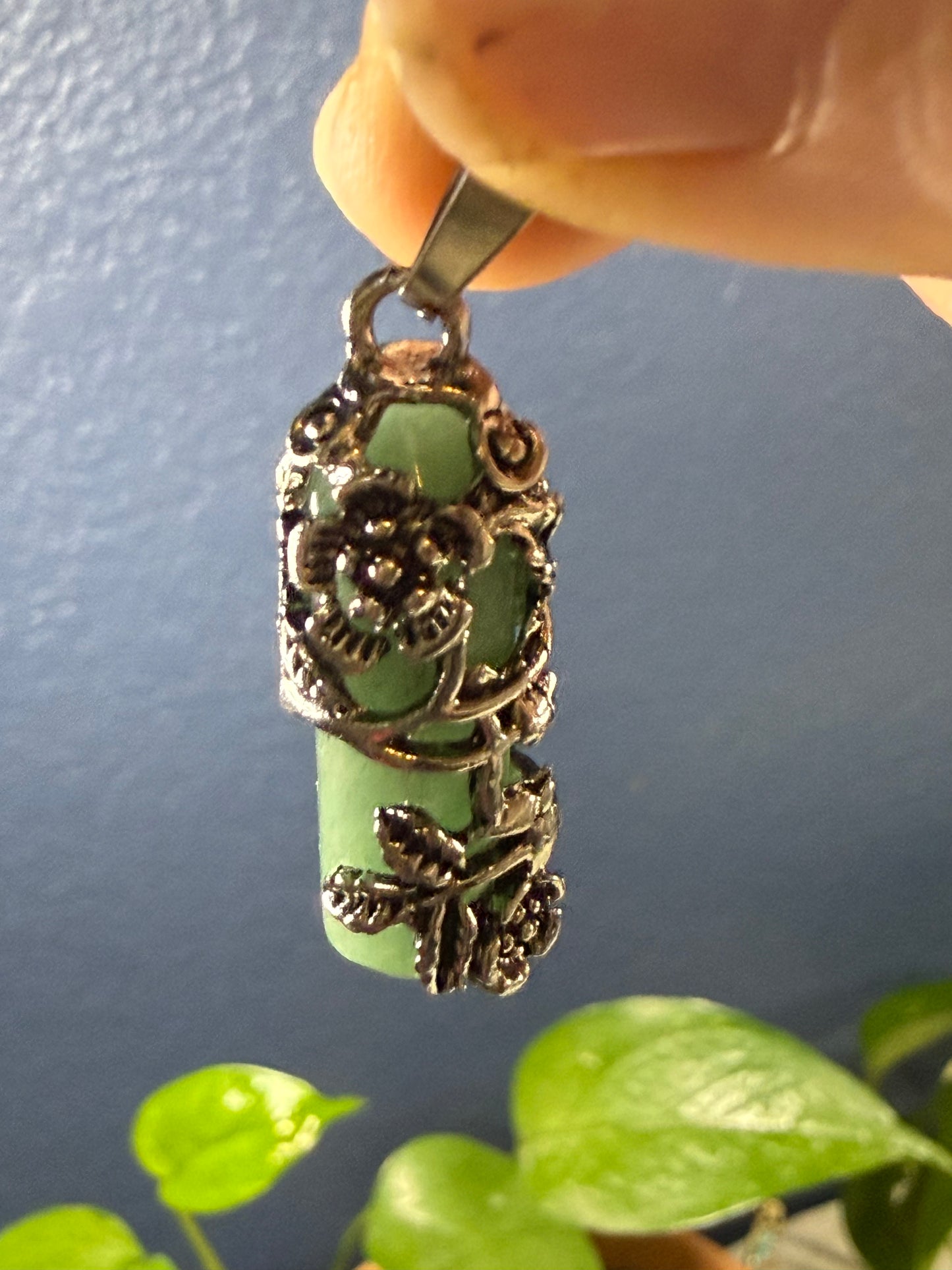 Rose‑Wrapped Stone Pendant Necklaces — Assorted Stones