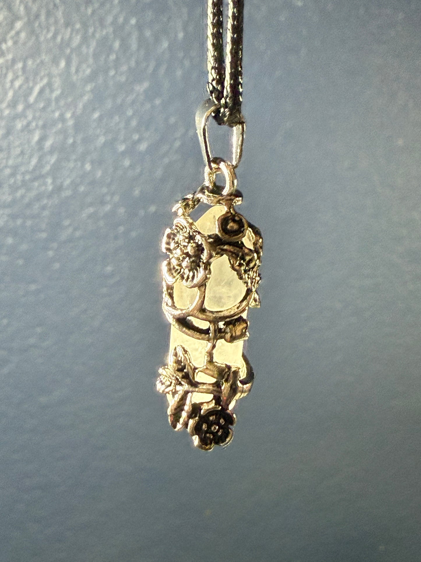 Rose‑Wrapped Stone Pendant Necklaces — Assorted Stones