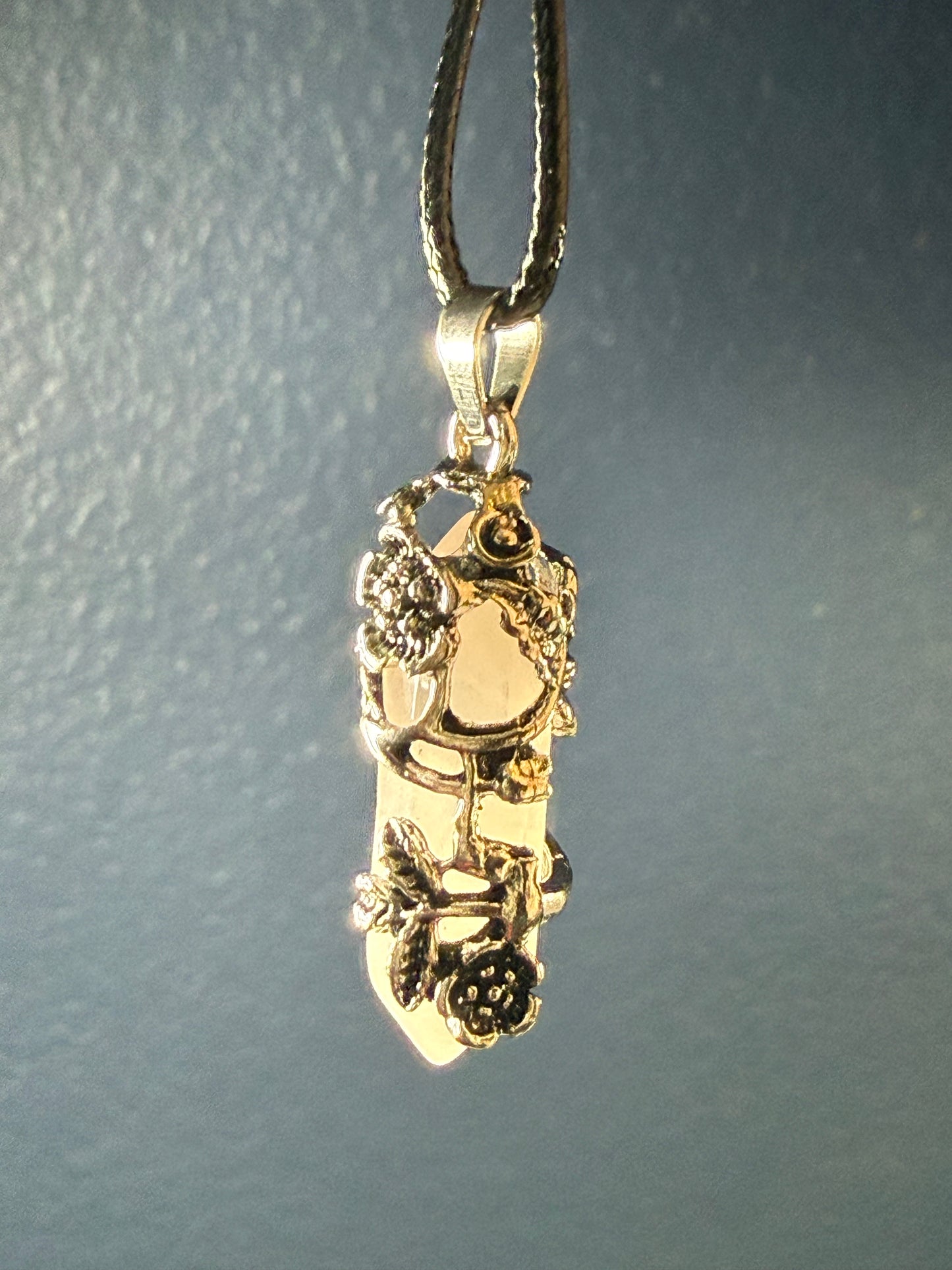 Rose‑Wrapped Stone Pendant Necklaces — Assorted Stones