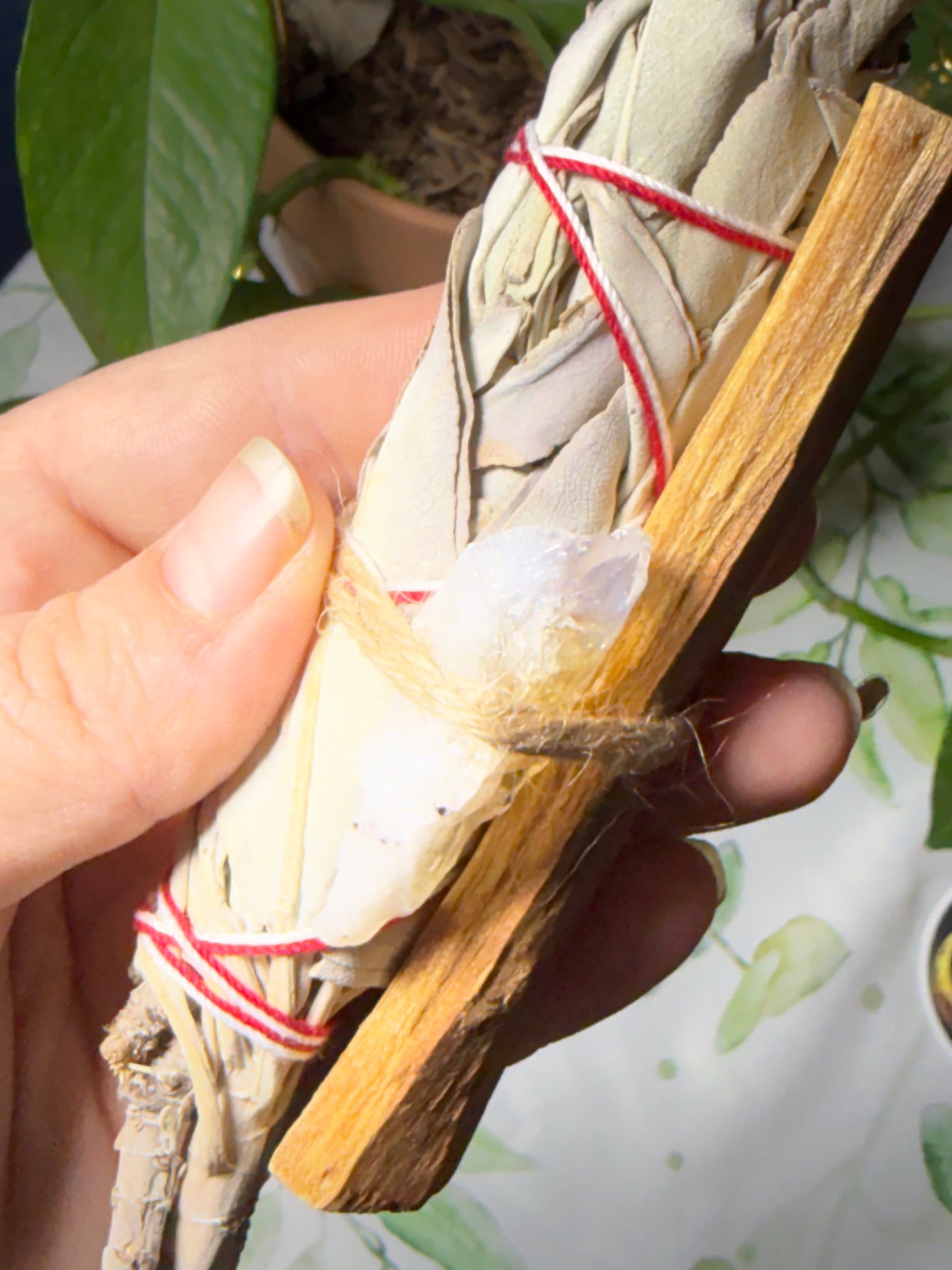 Cleansing Ritual Trio | Sage Bundle, Palo Santo & Quartz Chunk