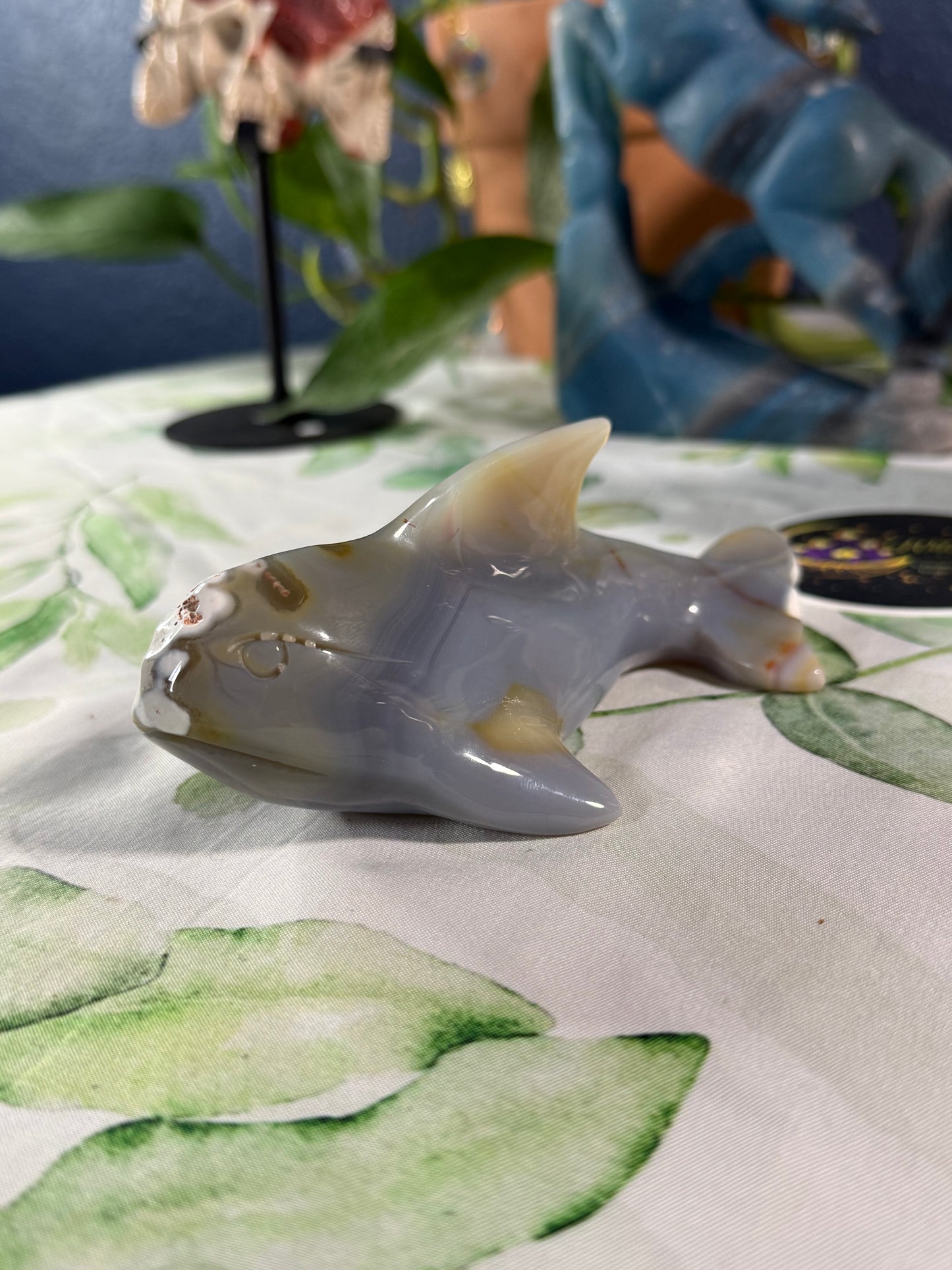 Orca Agate Whale • Hand‑Carved Premium Stone Sculpture