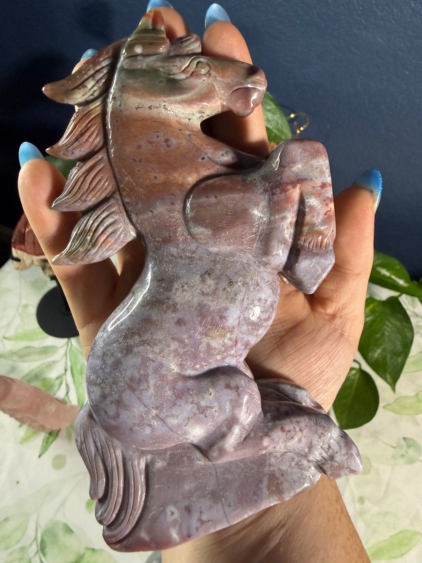 Ocean Jasper Horse • .96 lbs • Rare Material • Hand‑Carved Spirit Companion