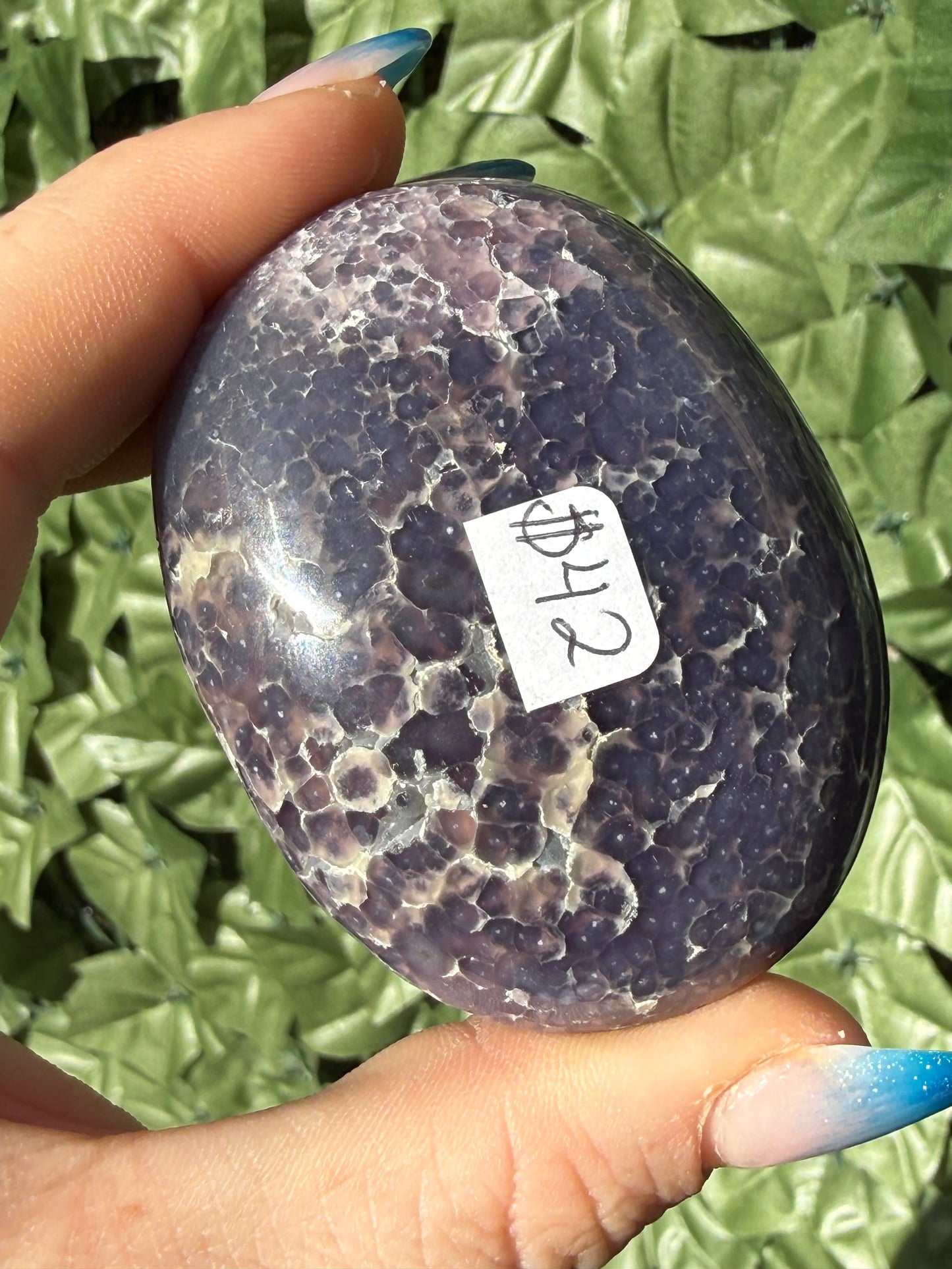 Grape Agate Palm Stones – Half Druzy, Half Polished