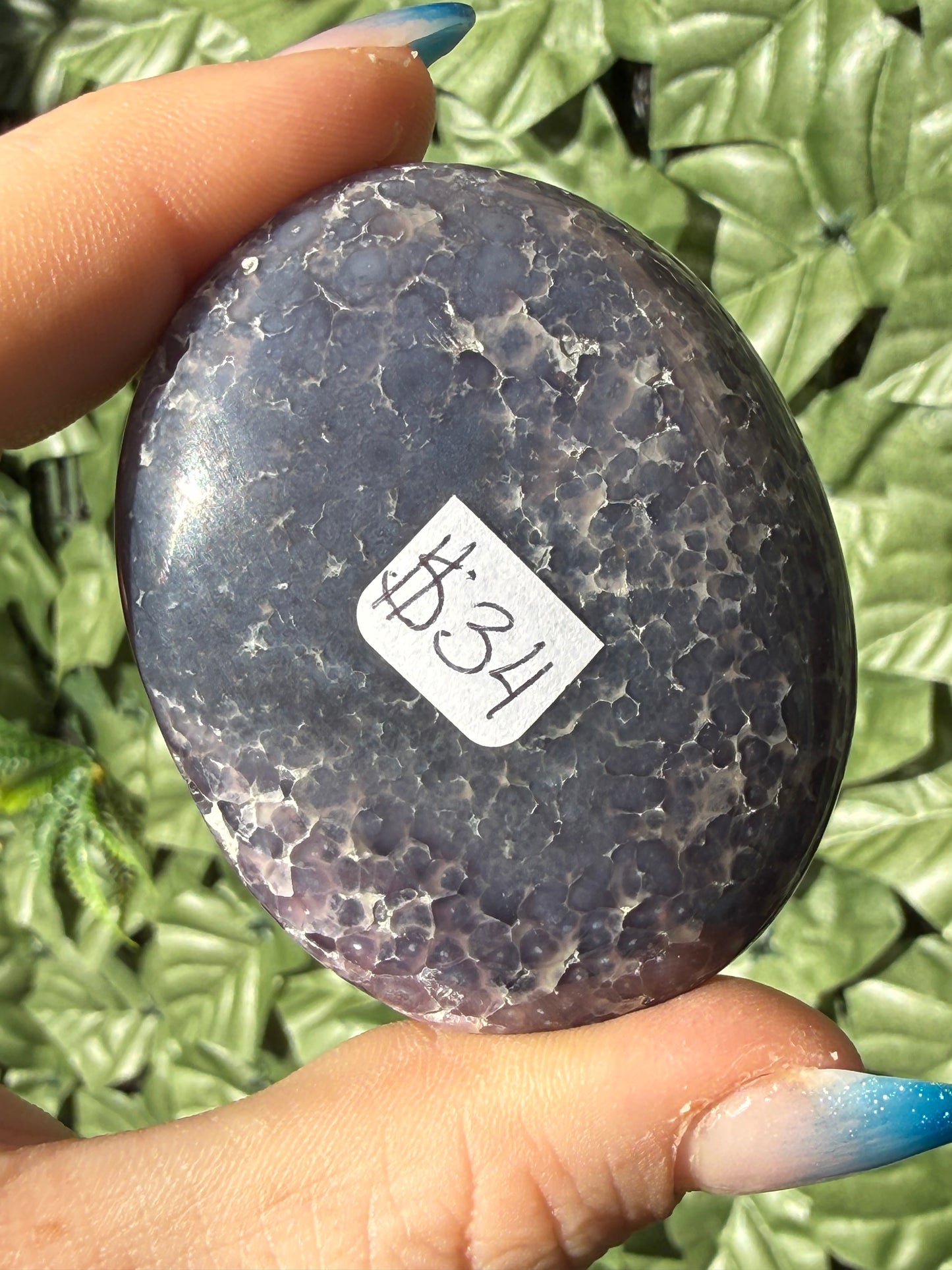 Grape Agate Palm Stones – Half Druzy, Half Polished
