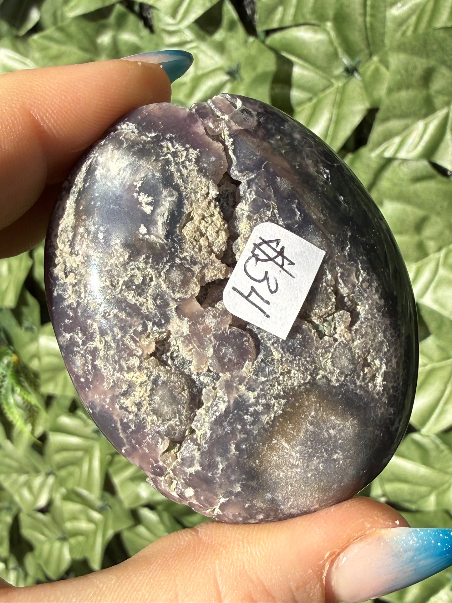 Grape Agate Palm Stones – Half Druzy, Half Polished