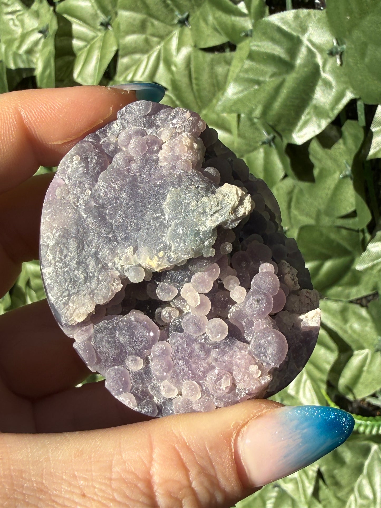 Grape Agate Palm Stones – Half Druzy, Half Polished