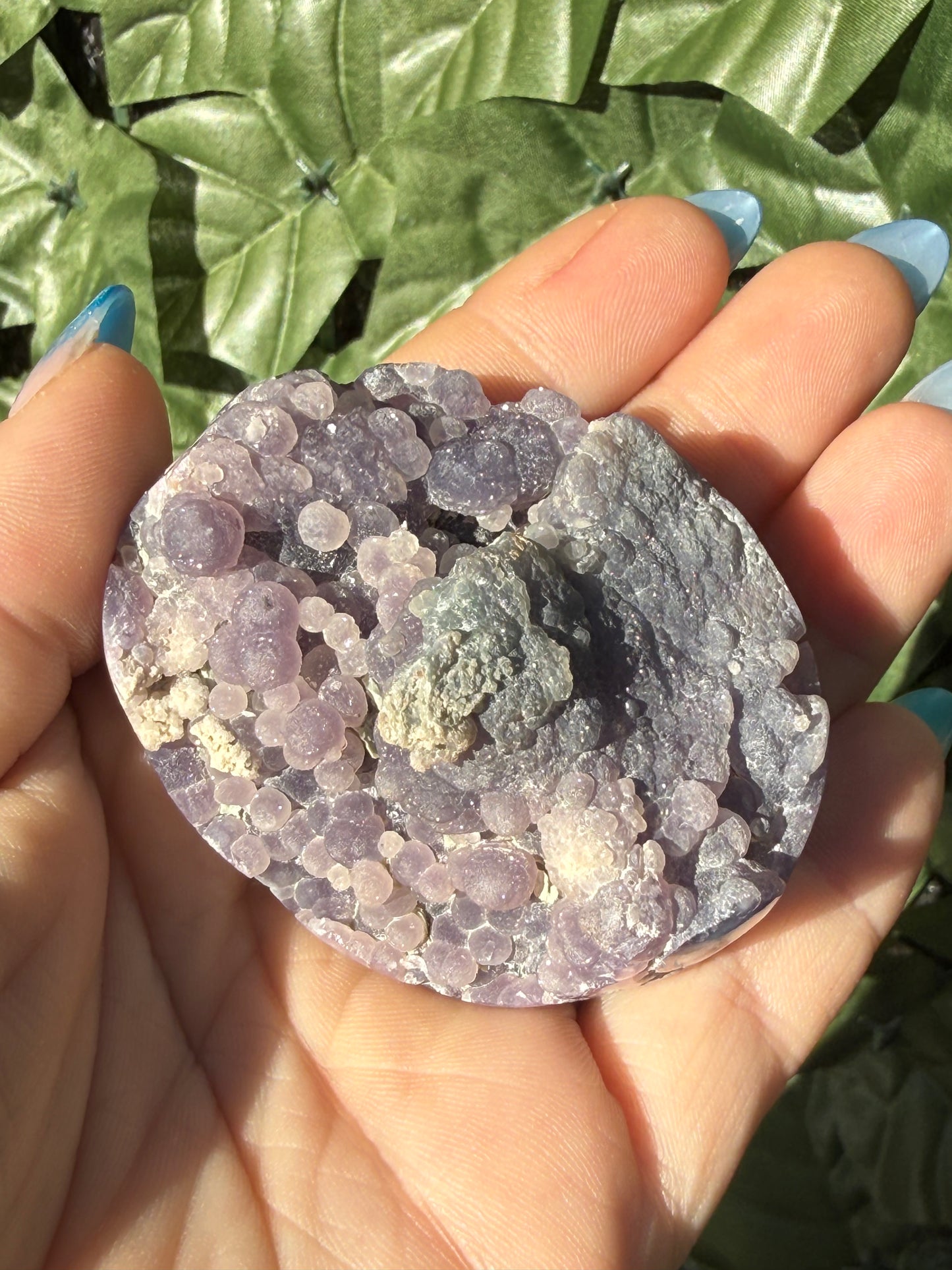 Grape Agate Palm Stones – Half Druzy, Half Polished