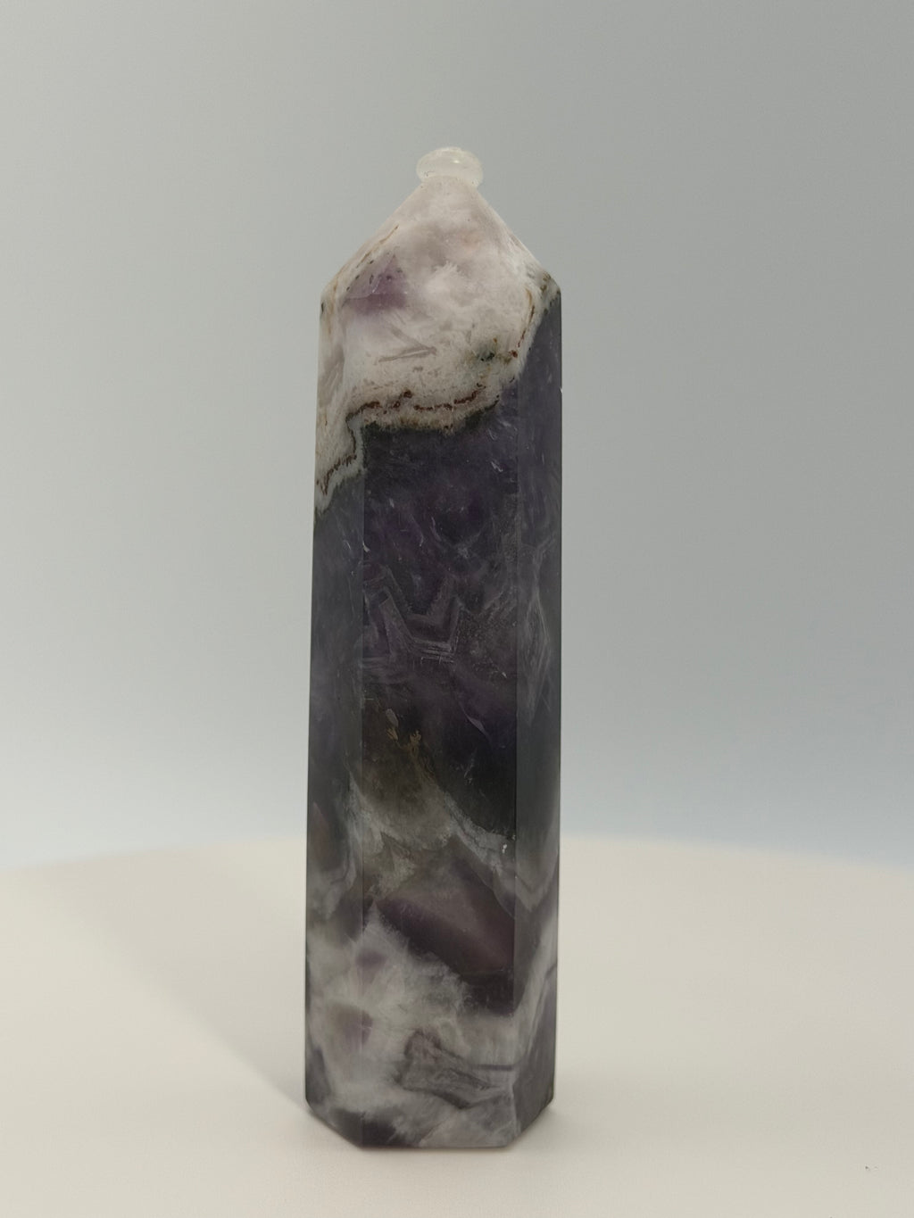 Medium Dream Amethyst Tower – Chevron Amethyst Point for Intuition, Calm & Spiritual Alignment