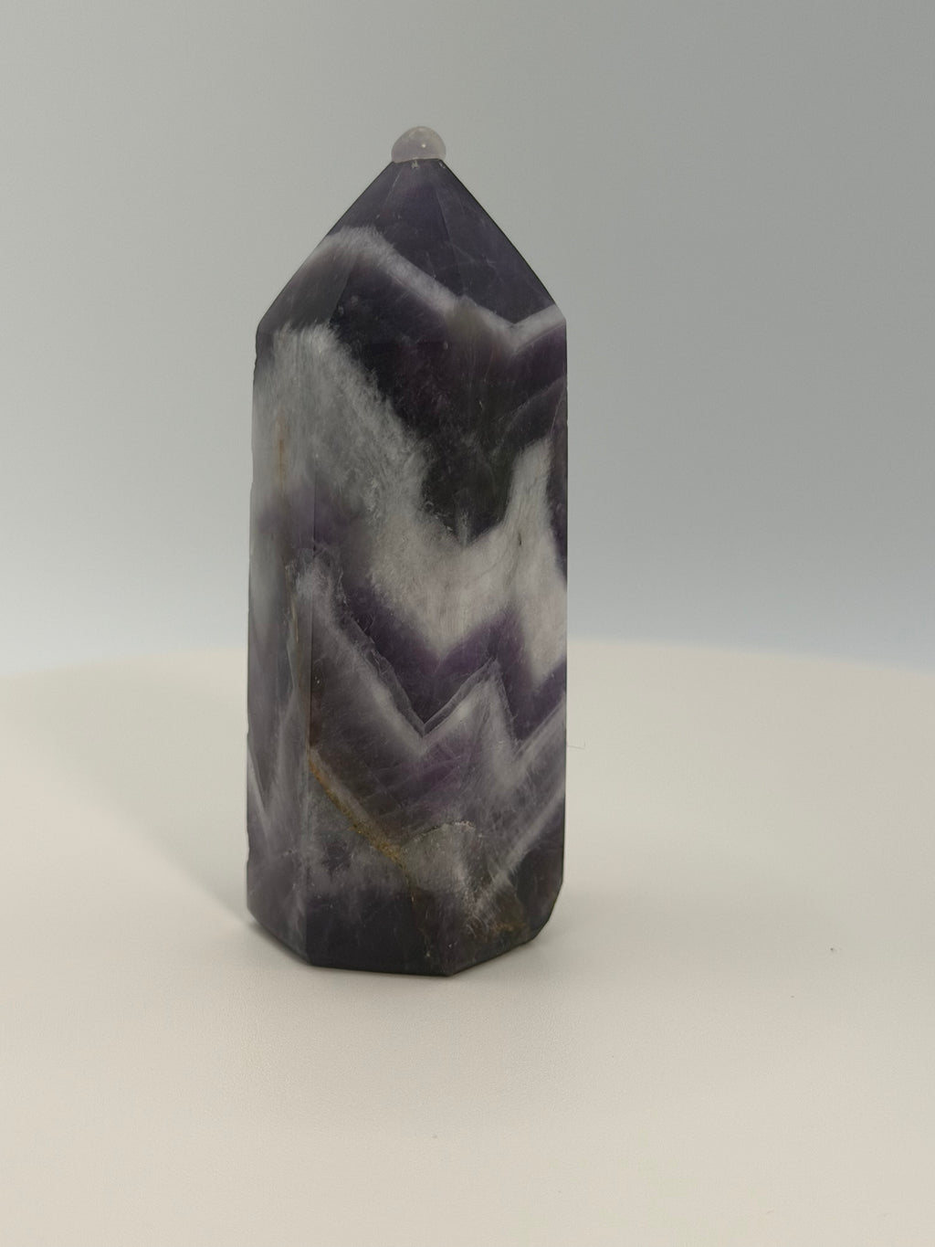 Medium Dream Amethyst Tower – Chevron Amethyst Point for Intuition, Calm & Spiritual Alignment