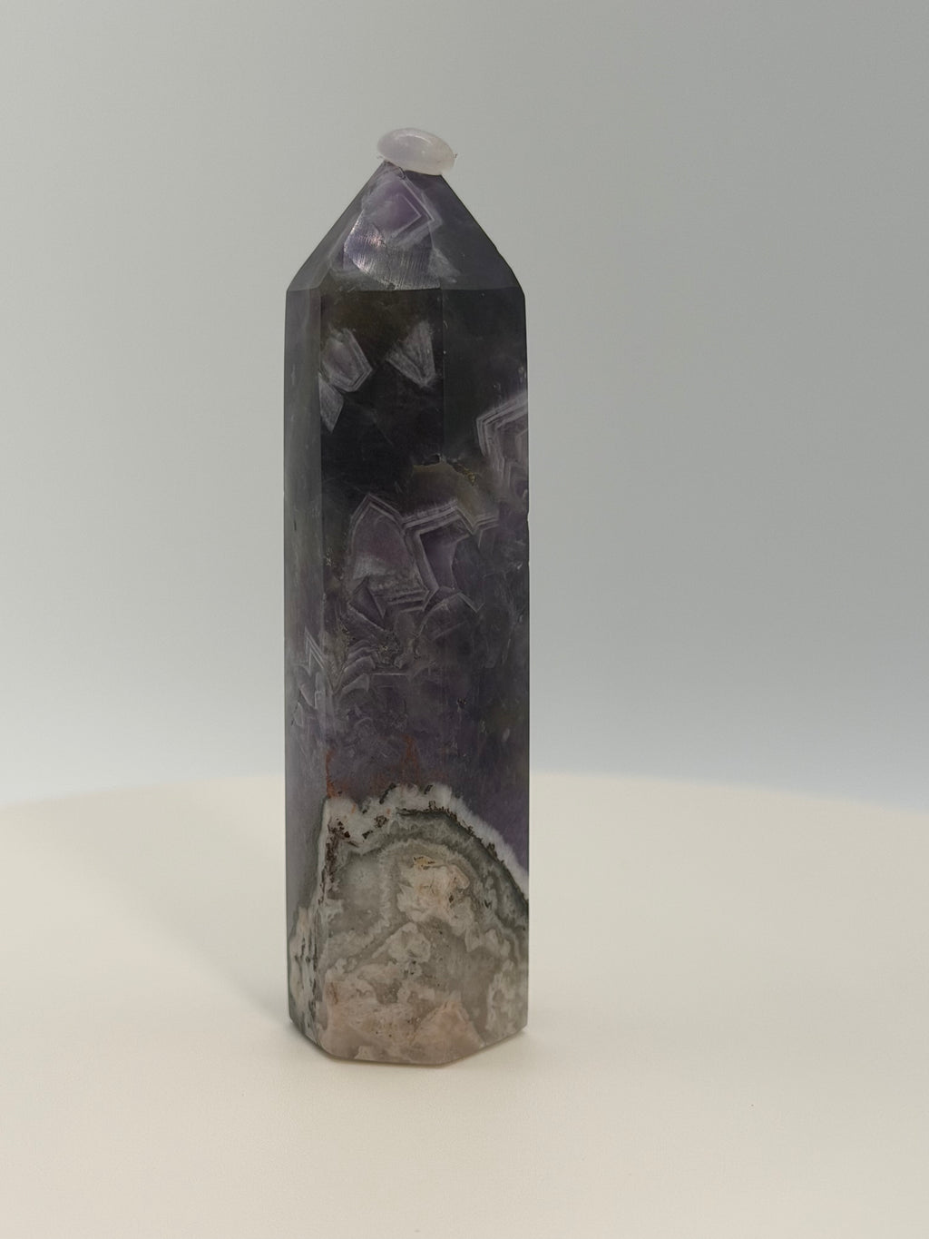 Medium Dream Amethyst Tower – Chevron Amethyst Point for Intuition, Calm & Spiritual Alignment
