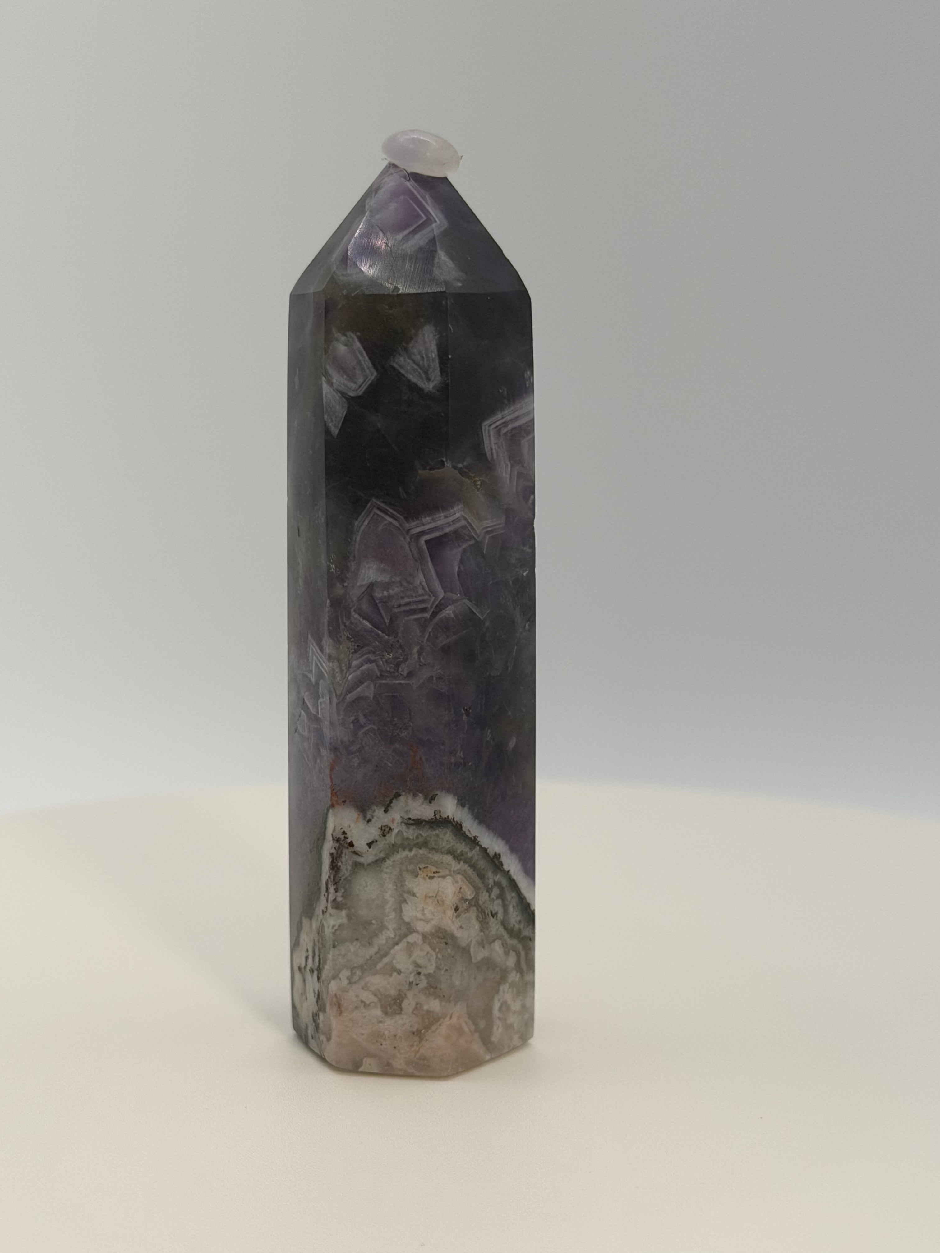 Medium Dream Amethyst Tower – Chevron Amethyst Point for Intuition, Calm & Spiritual Alignment