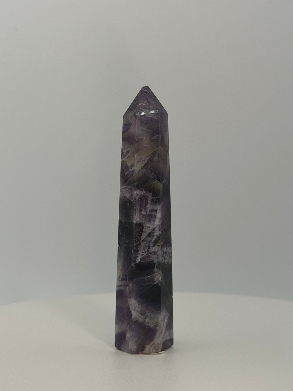Small Dream Amethyst Tower – Chevron Amethyst Point for Calm, Intuition & Spiritual Clarity