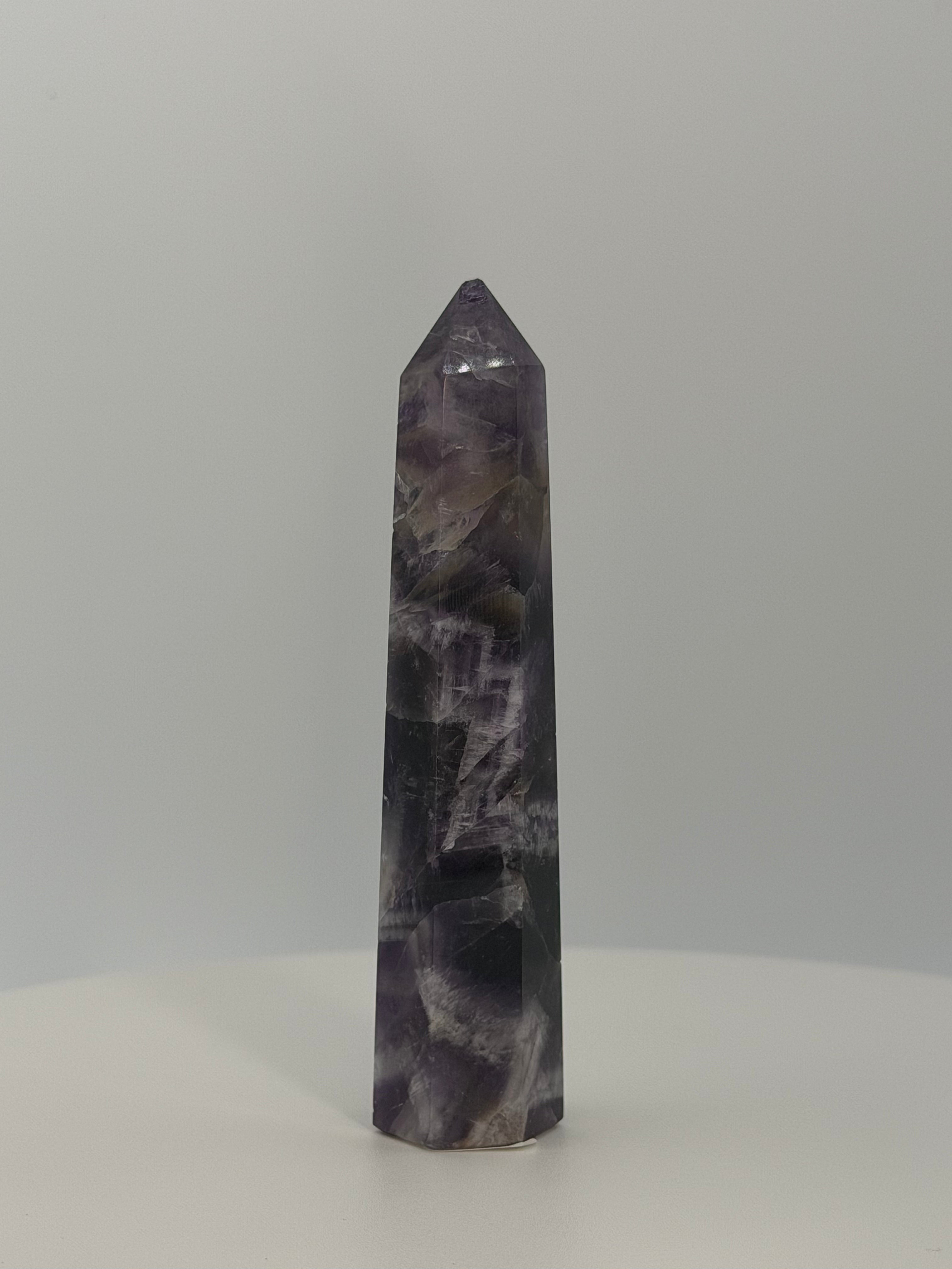Small Dream Amethyst Tower – Chevron Amethyst Point for Calm, Intuition & Spiritual Clarity