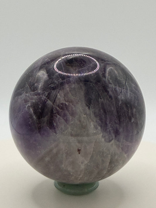 Dream Amethyst Sphere 18oz | Polished Chevron Flower Pattern | Mini Healing Crystal
