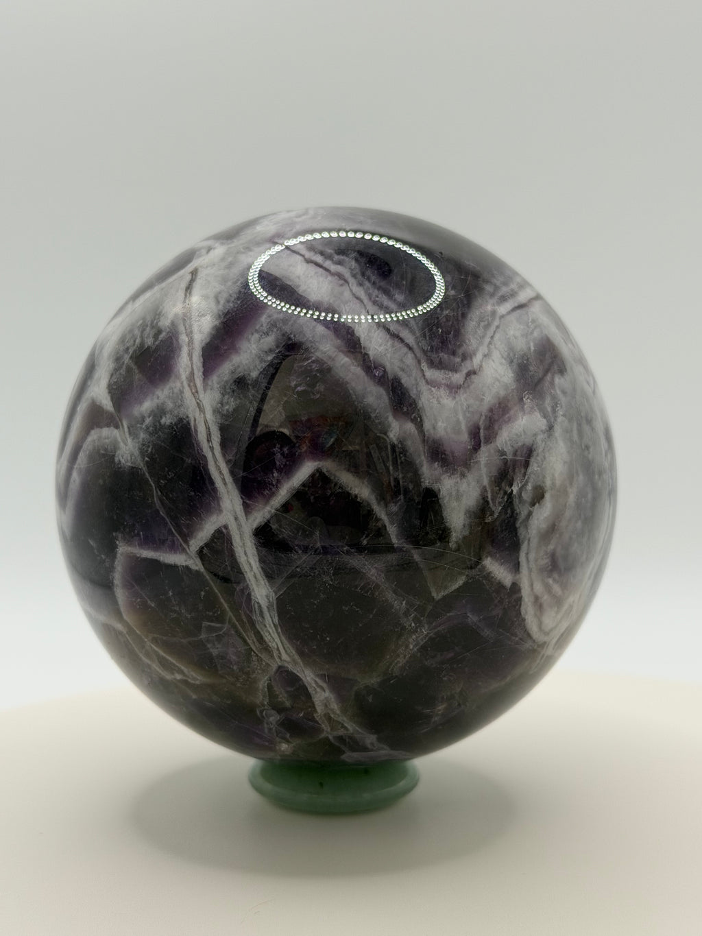 Dream Amethyst Sphere 24oz | Radiant Purple & White Bands | Decorative Gemstone