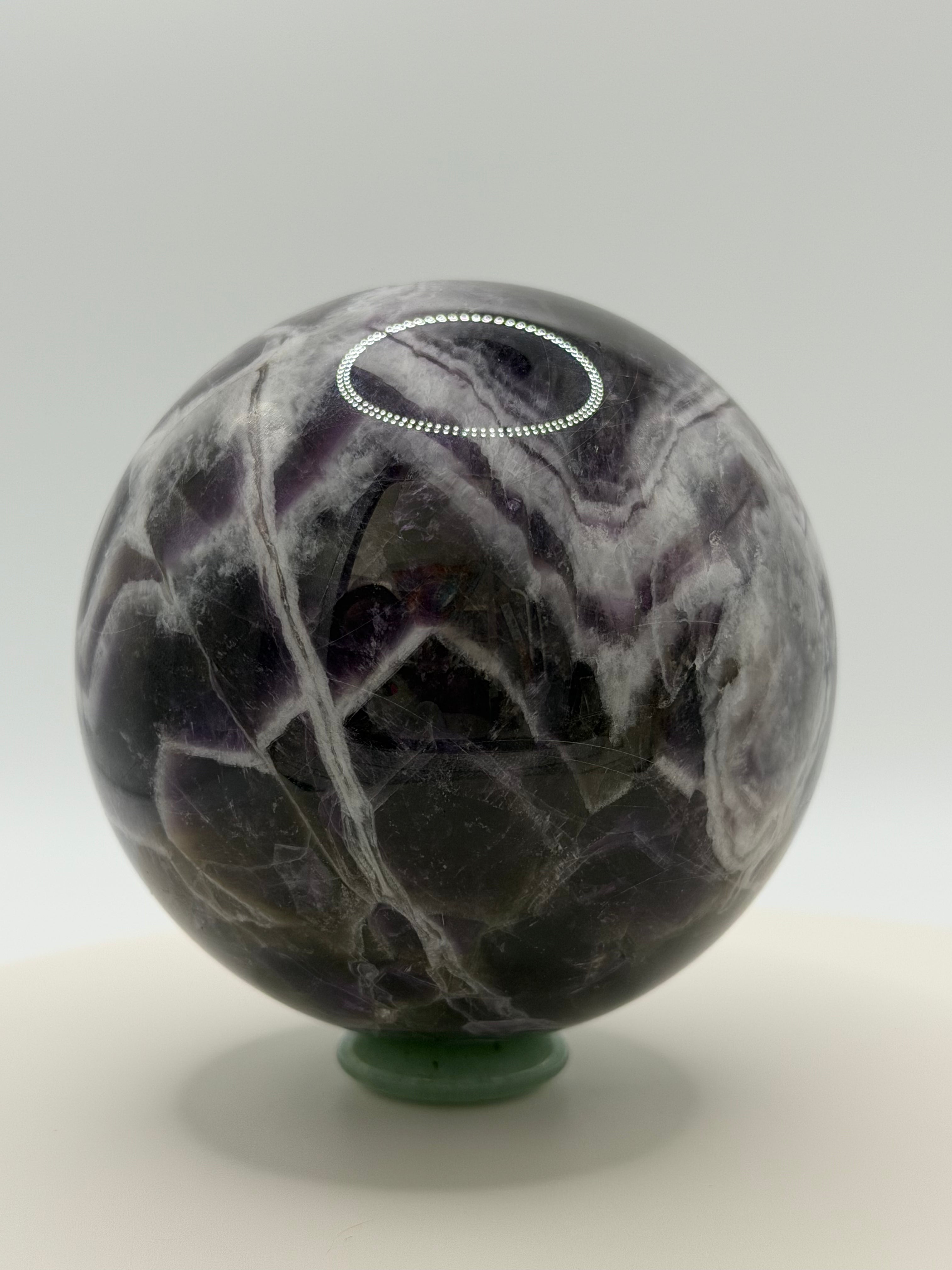 Dream Amethyst Sphere 24oz | Radiant Purple & White Bands | Decorative Gemstone
