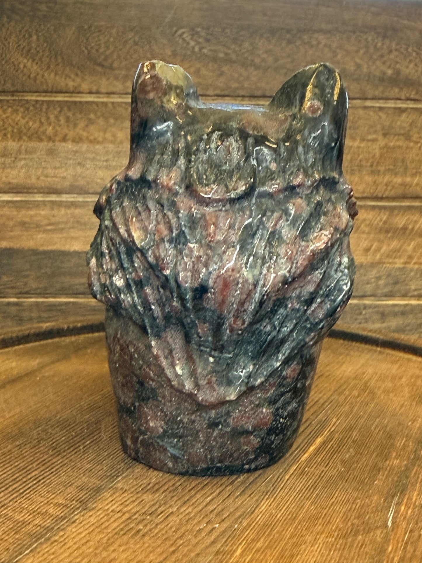 Garnet Wolf Head & Skull Carving — Strength • Protection • Transformation