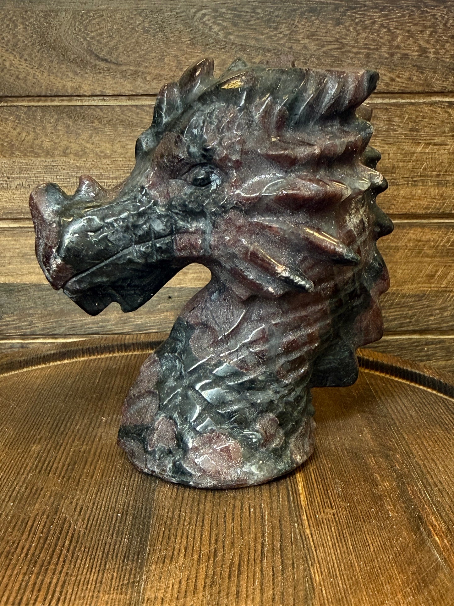 Garnet Dragon Head Carving — Courage • Vitality • Transformation