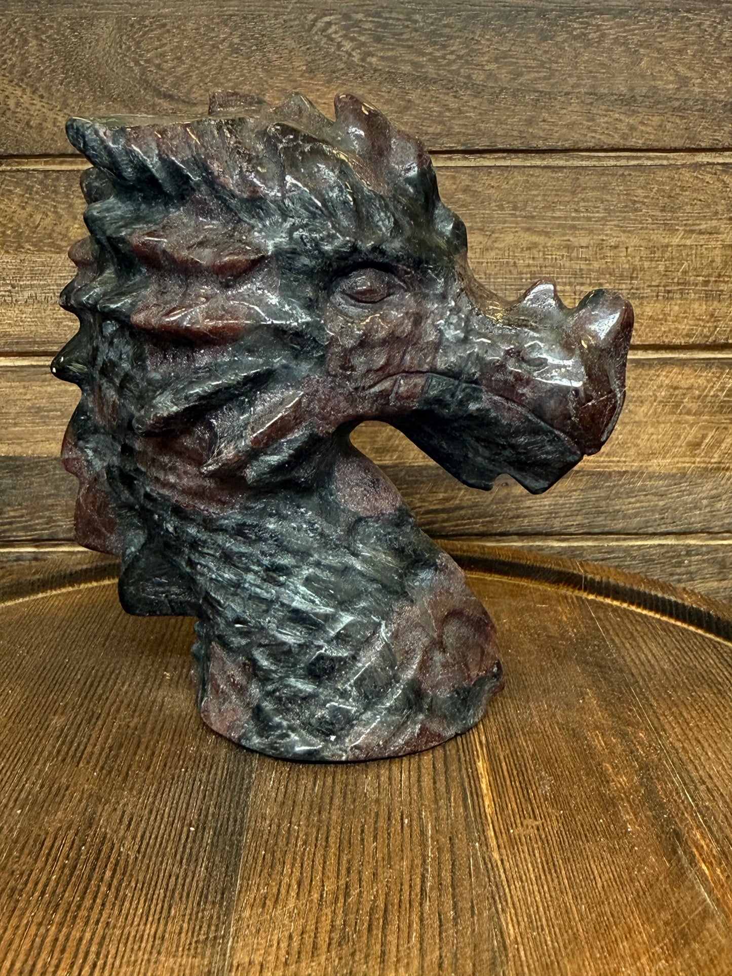 Garnet Dragon Head Carving — Courage • Vitality • Transformation