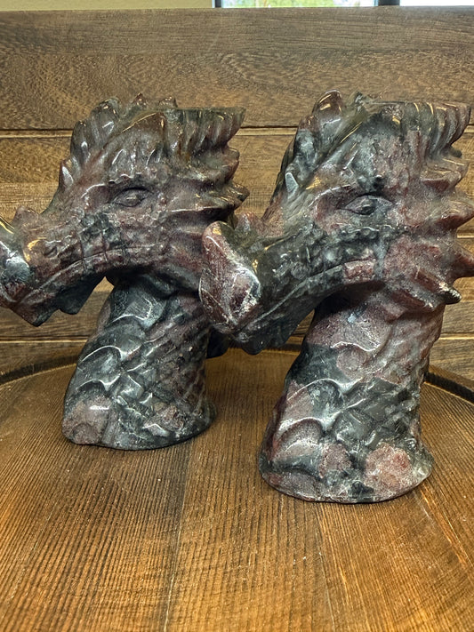 Garnet Dragon Head Carving — Courage • Vitality • Transformation