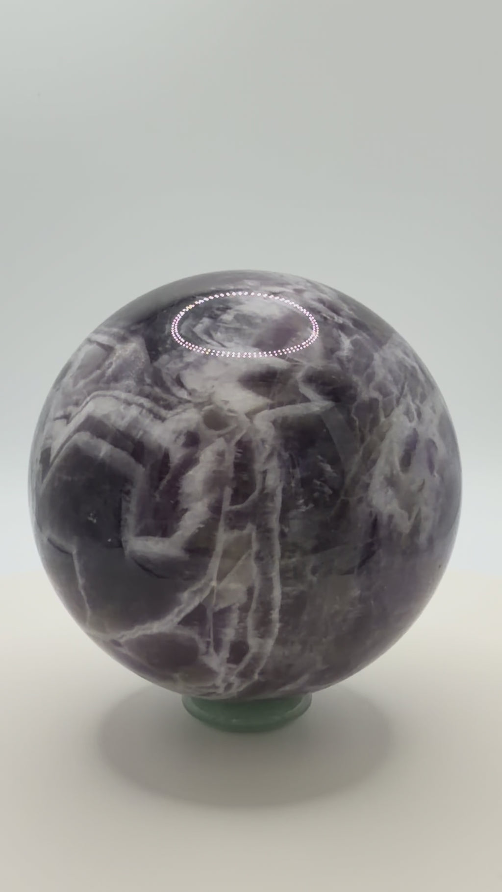 Dream Amethyst Sphere 24oz | Radiant Purple & White Bands | Decorative Gemstone