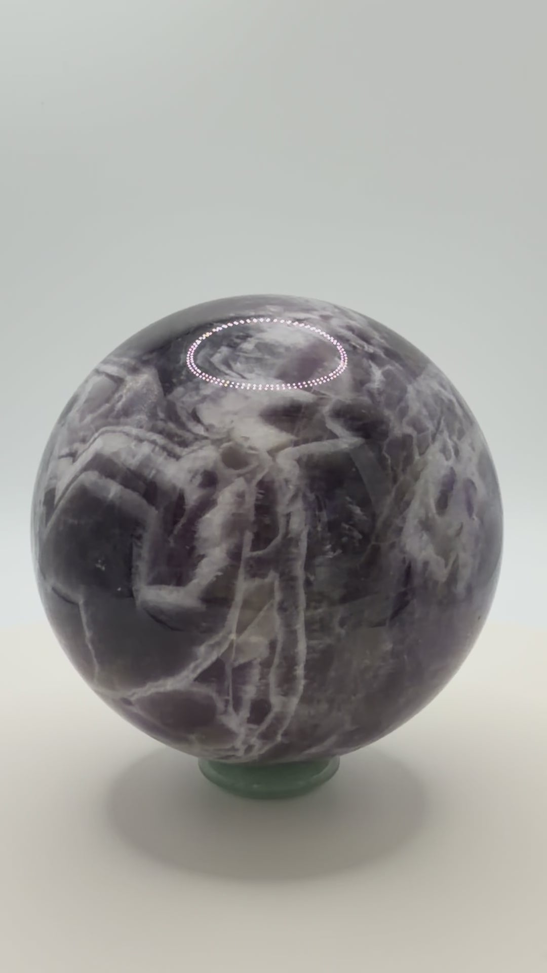 Dream Amethyst Sphere 24oz | Radiant Purple & White Bands | Decorative Gemstone