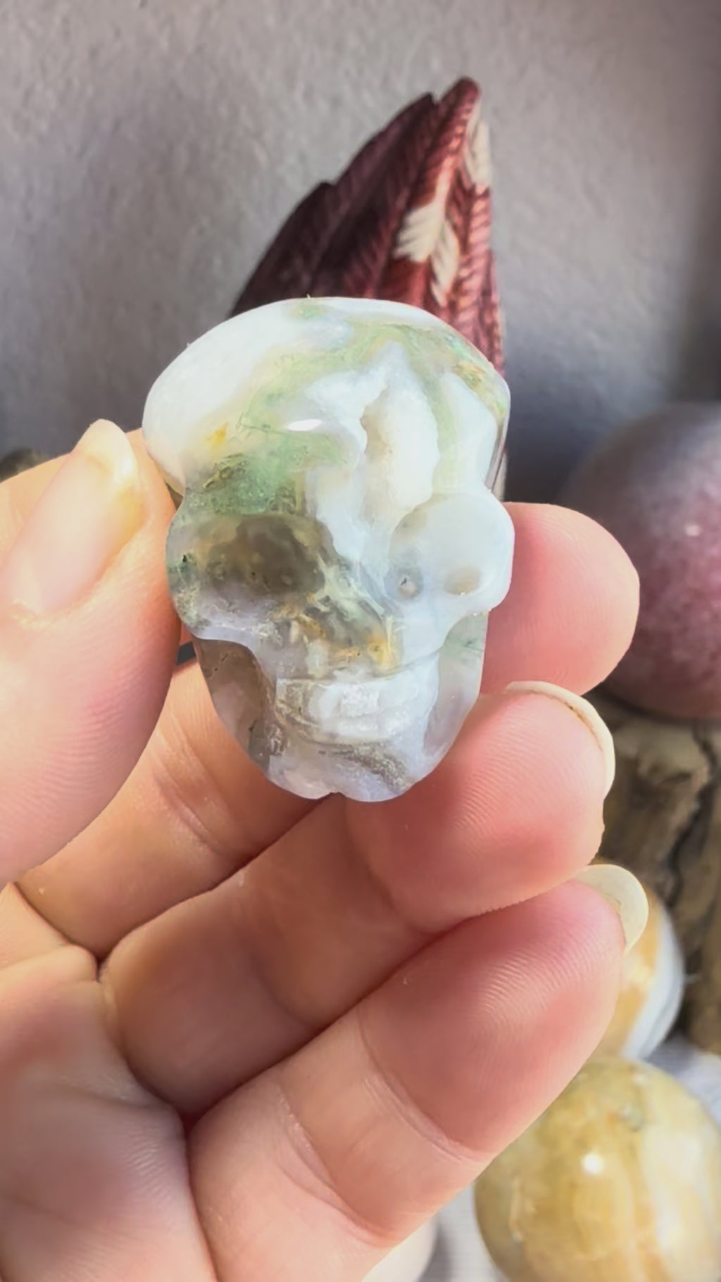 Moss Agate Mini Druzy Skulls | Growth, Grounding & Nature‑Spirit Energy