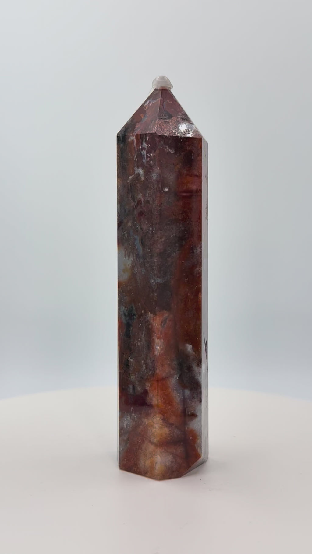 Starry Agate Tower 6.5 oz – Polished Crystal Point for Cosmic Calm, Balance & Celestial Beauty