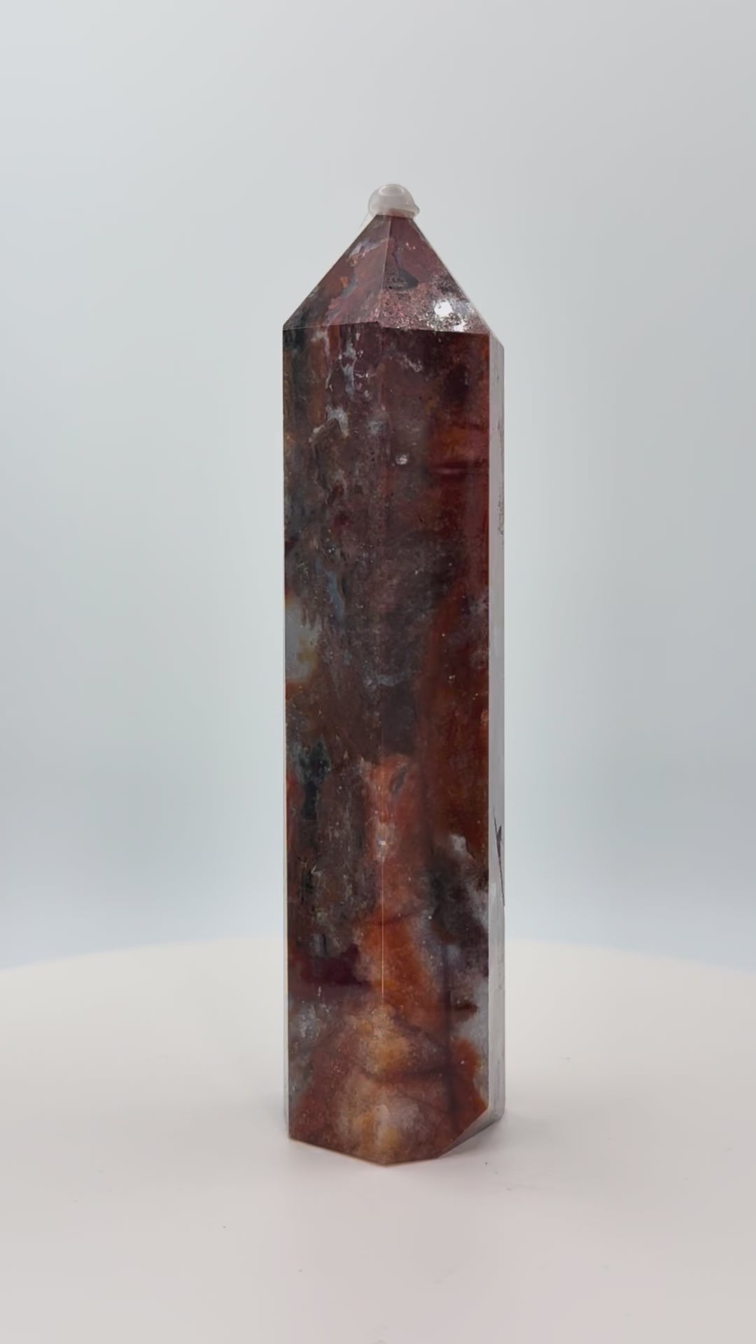 Starry Agate Tower 6.5 oz – Polished Crystal Point for Cosmic Calm, Balance & Celestial Beauty