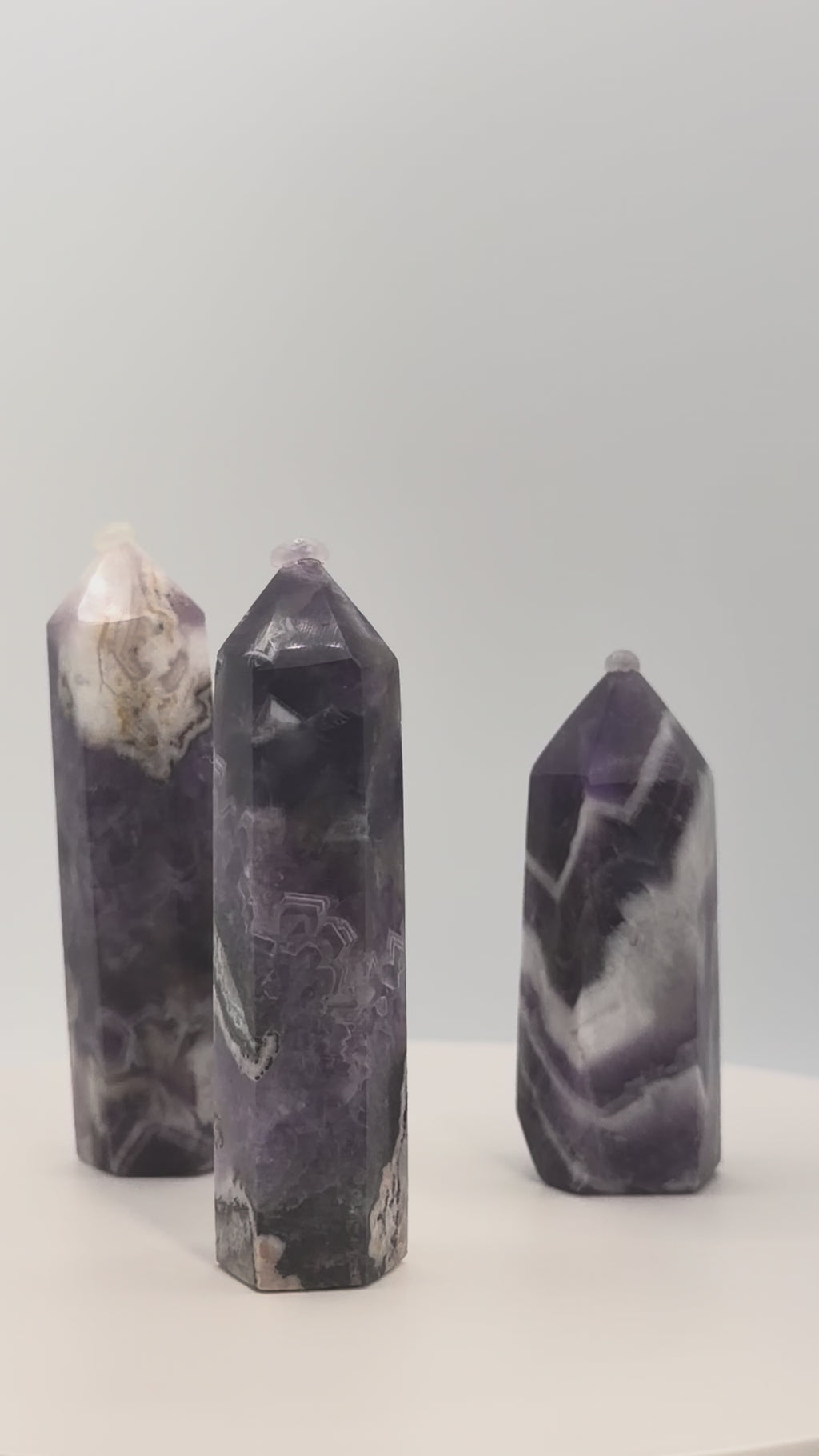 Medium Dream Amethyst Tower – Chevron Amethyst Point for Intuition, Calm & Spiritual Alignment