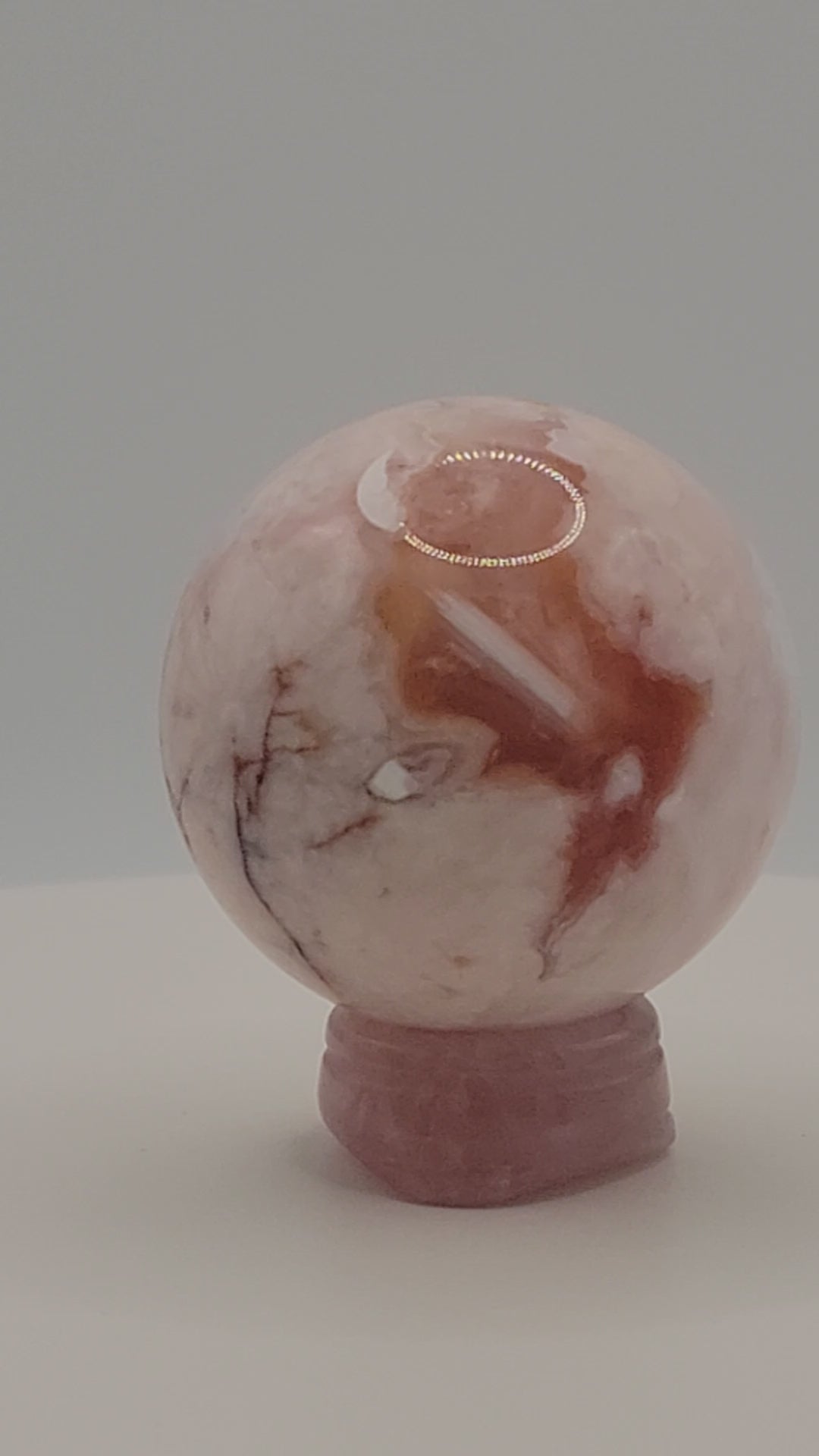 Carnelian Flower Agate Sphere – 4.7 oz Polished Crystal for Creativity, Joy & Emotional Growth