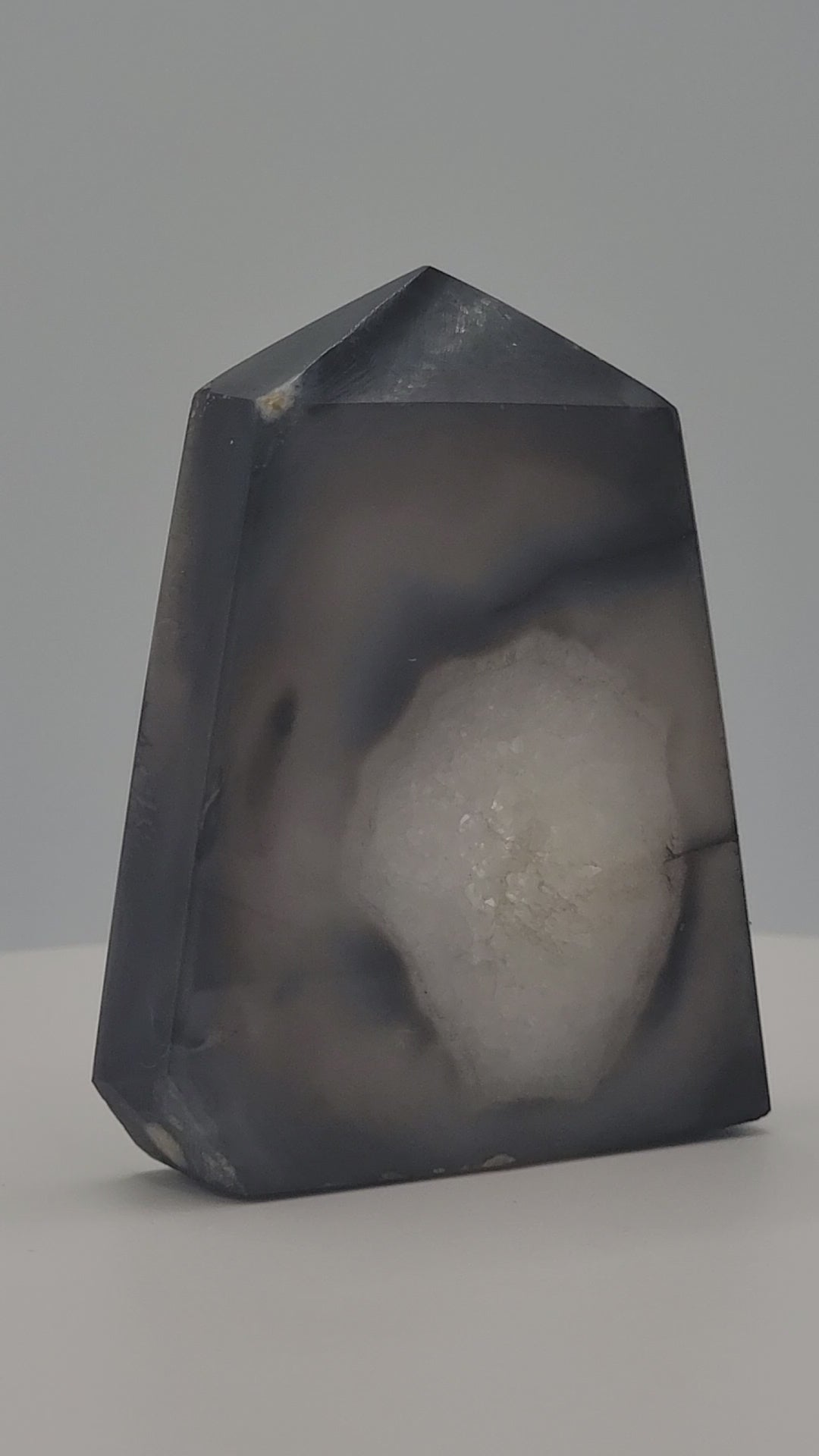 Black Onyx Agate Druzy Tower – Grounding Crystal for Strength, Focus & Inner Power